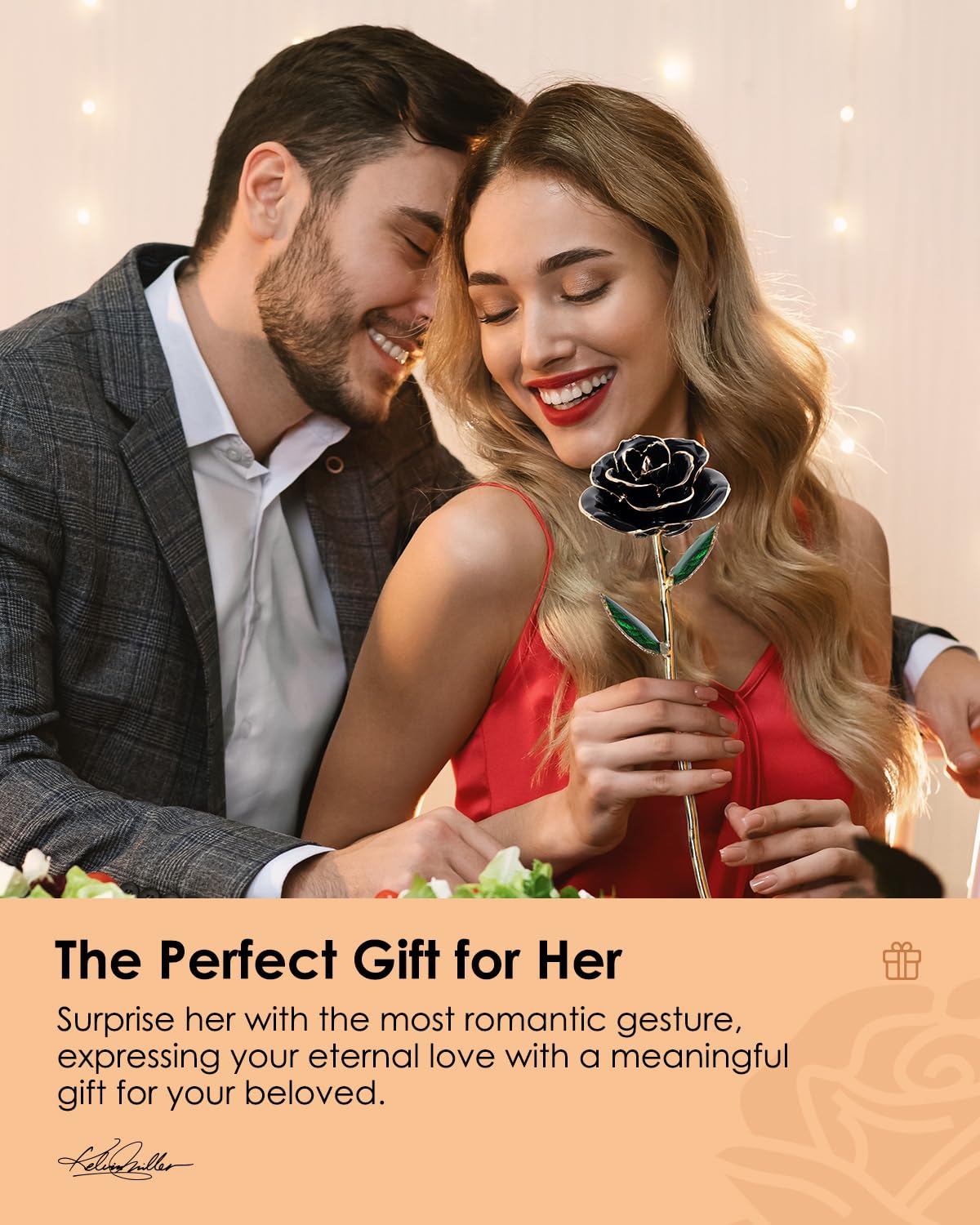 24K Gold Dipped Real Rose – Handcrafted, Bold, One of a Kind – Romantic Gift for Her – Ideal for Birthday, Anniversary, Mother’s Day, Valentine’s (Black)