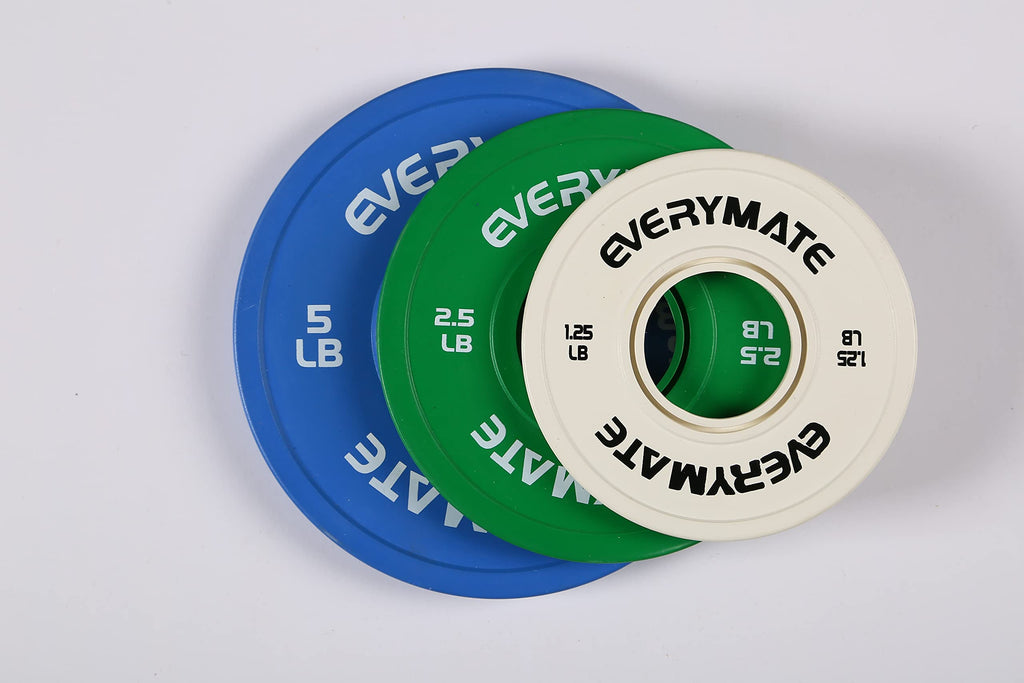 EVERYMATE Change Weight Plates 1.25LB 2.5LB 5LB Set Fractional Plate Olympic Bumper Plates for Cross Training Bumper Weight Plates Steel Insert Strength Training Weight Plates