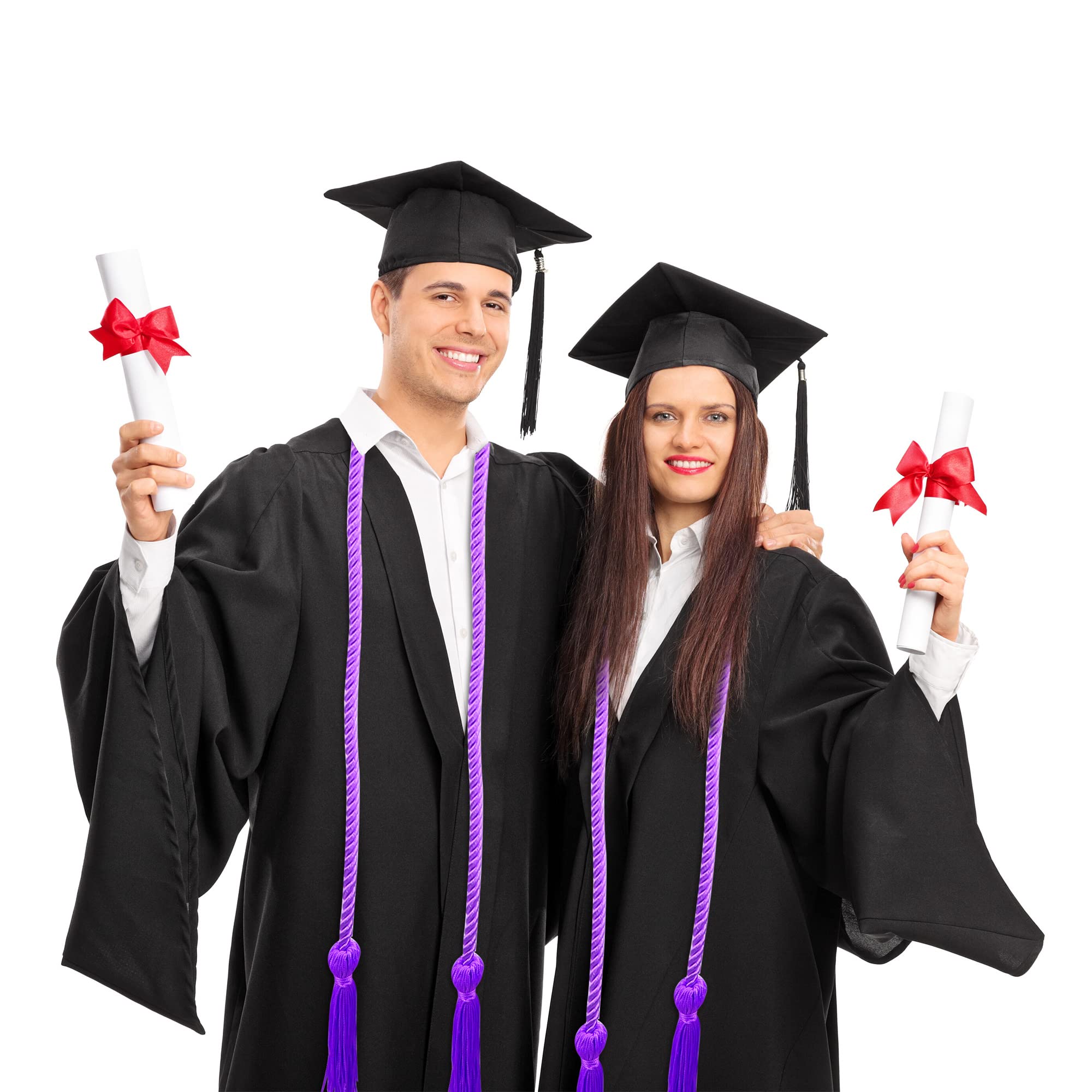 15 Pieces Graduation Honor Cord Braided Honor Cords with Tassels for Graduation Students (Black)