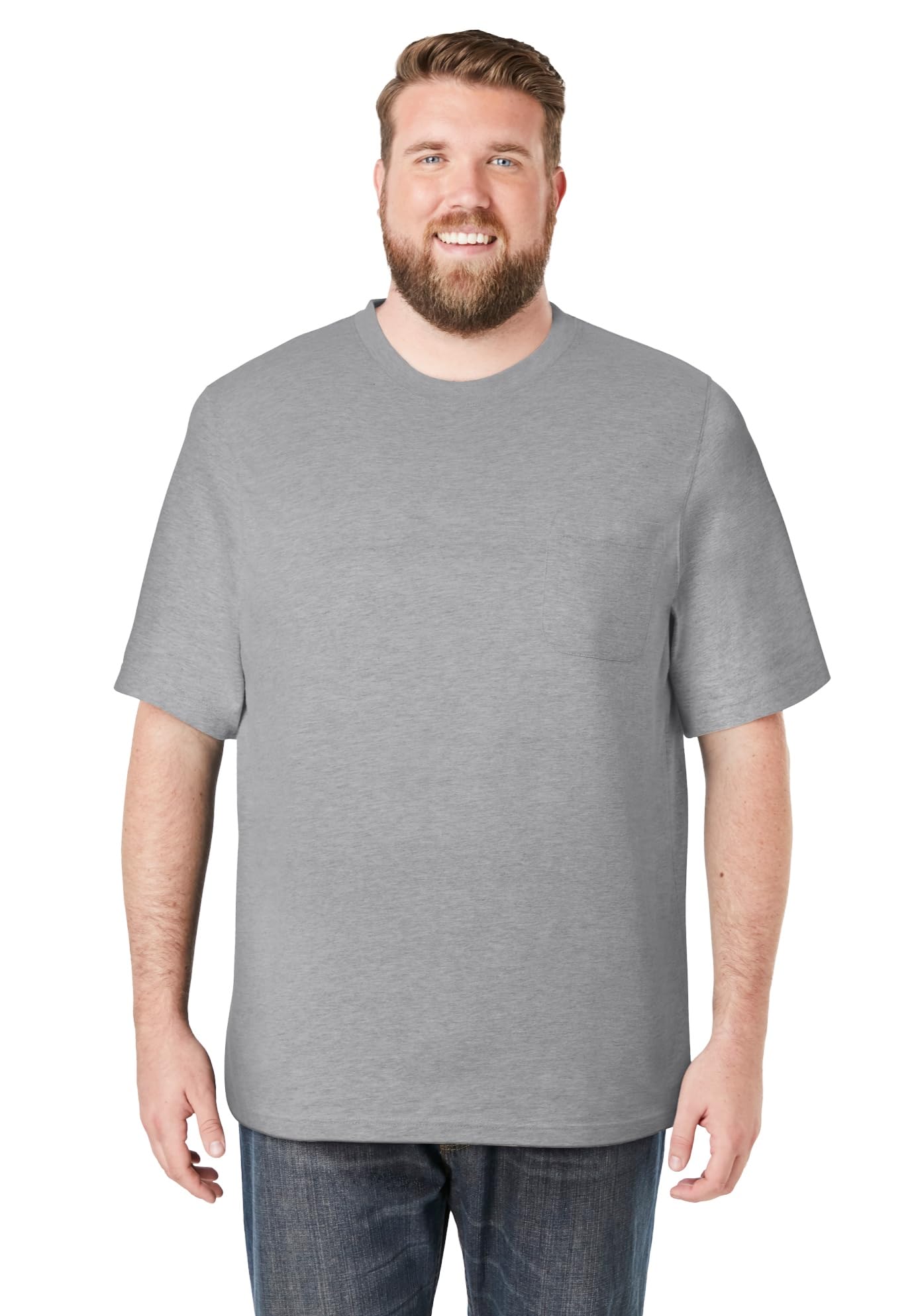 KingSize Men's Big & Tall Shrink-Less Lightweight Pocket Crewneck T-Shirt