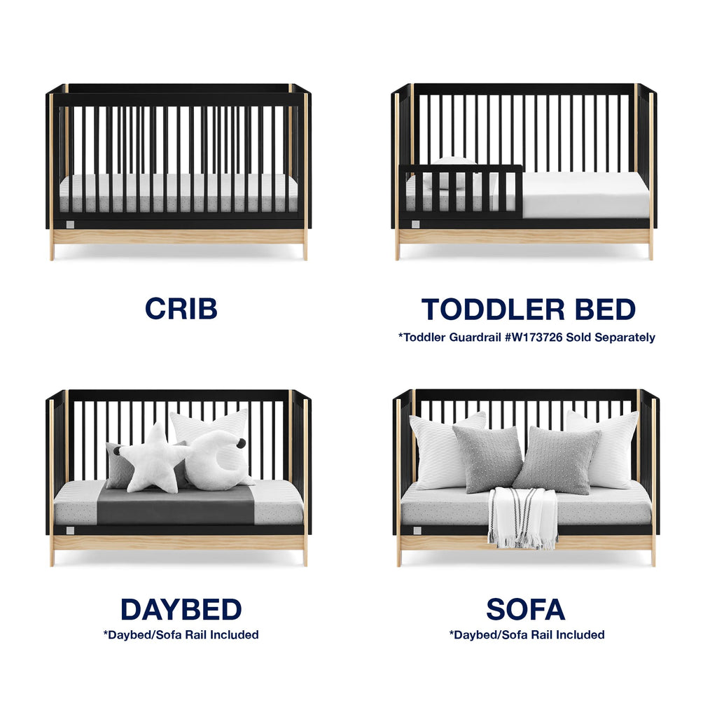 GAP babyGap Tate 4-in-1 Convertible Crib - Greenguard Gold Certified, Bianca White/Natural