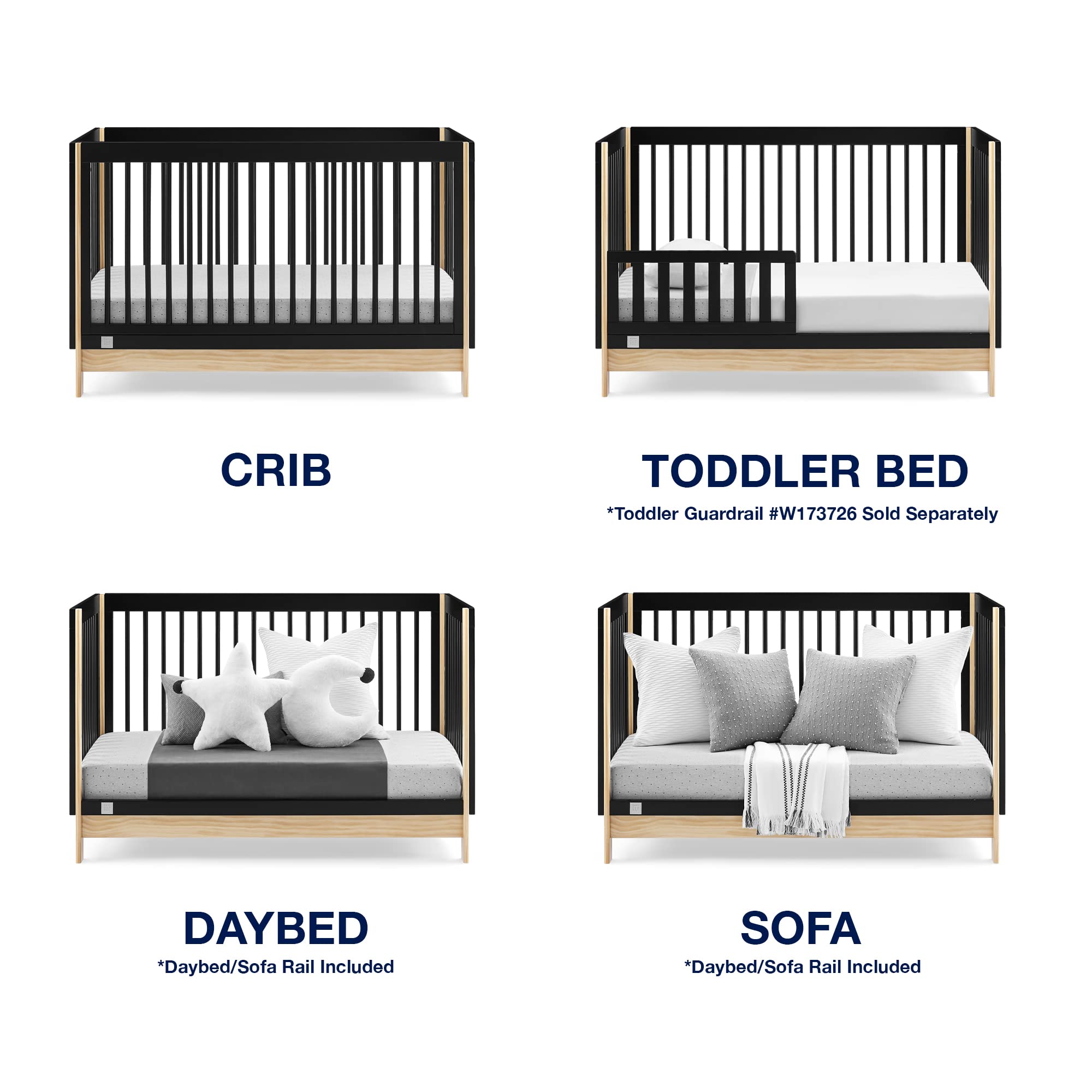 GAP babyGap Tate 4-in-1 Convertible Crib - Greenguard Gold Certified, Bianca White/Natural