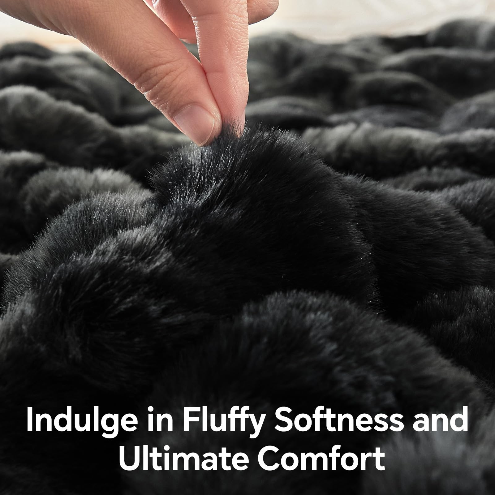 BEDELITE Faux Fur Throw Blanket, Soft Cozy Plush Dark Grey Bubble Blanket for Couch Sofa Bedroom Living Room Decor - 870GSM Thick Warm Fuzzy Fluffy Faux Rabbit Fur Blanket, 50x60 Inches