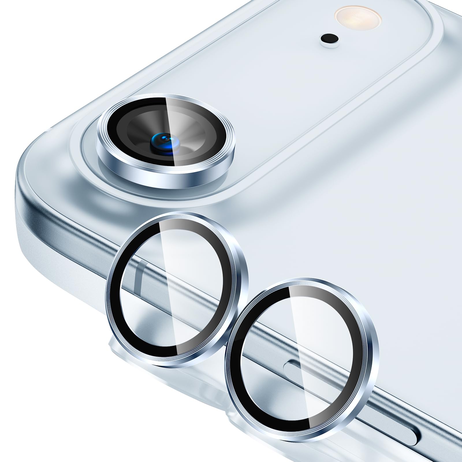 Tensea for iPhone 13 mini/iPhone 13 Camera Lens Protector, 9H Tempered Glass Camera Cover Screen Protector Metal Individual Ring for iPhone 13mini 5.4 inch /13 6.1 inch