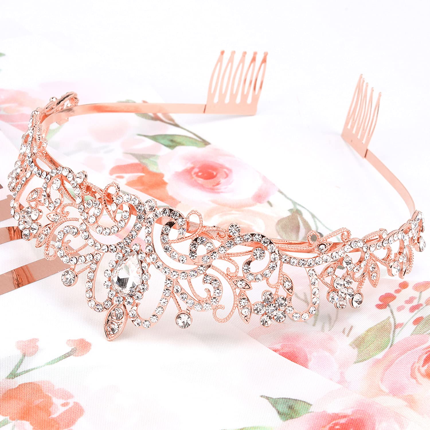 COCIDE Birthday Silver Tiara and Crowns Kit - Silver Tiara, Crown, Sash, Rhinestone Headband, Glitter Sash for Women & Girls Birthday Party Decorations