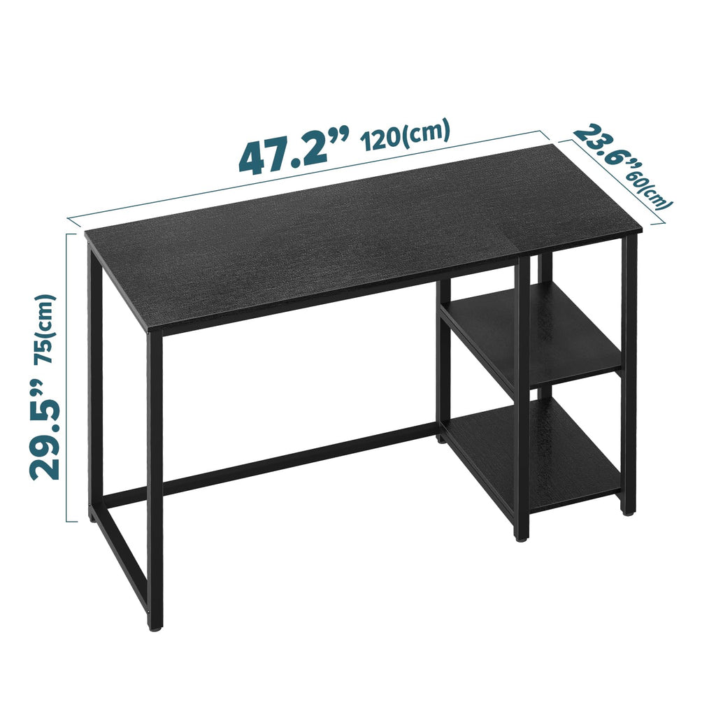SINPAID 40 Inch Small Gaming Desk with Shelves for Small Spaces, Easy Assembly Study Desk, Sturdy Writing Desk for Bedroom & Home Office, Black
