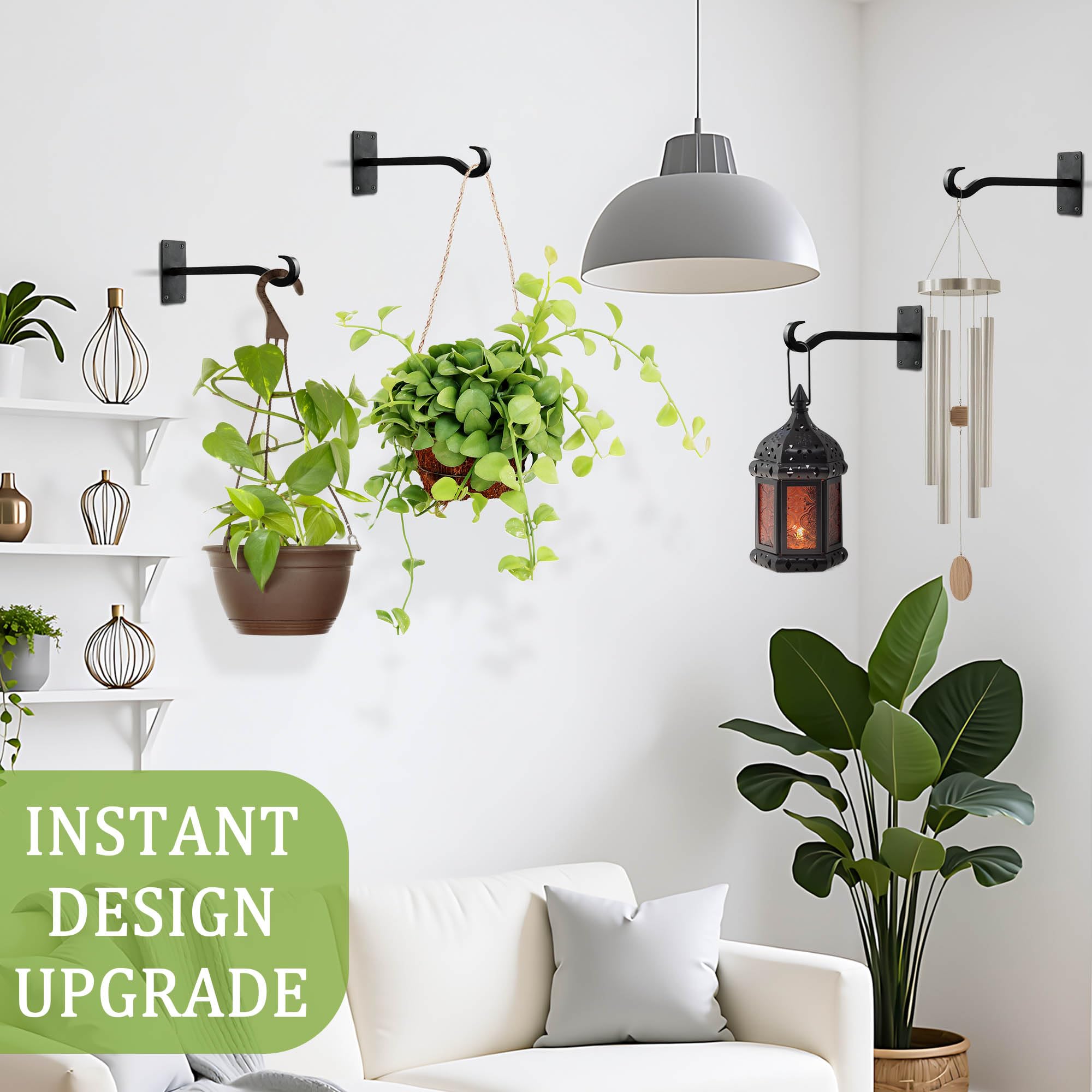 Qiang Ni Heavy-Duty Plant Hanger - 16 Inch 80lbs Metal Wall Mount Plant Bracket for Indoor Outdoor Hanging Bird Feeders, Flower Baskets, Lanterns