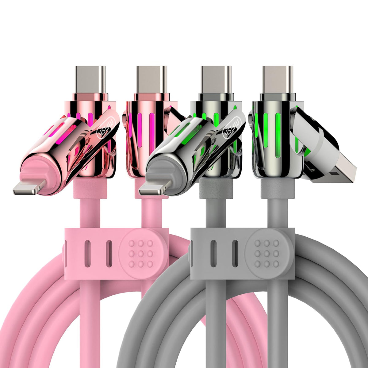 240W 4-in-1 Fast Charging Cable, Black, 3.3FT