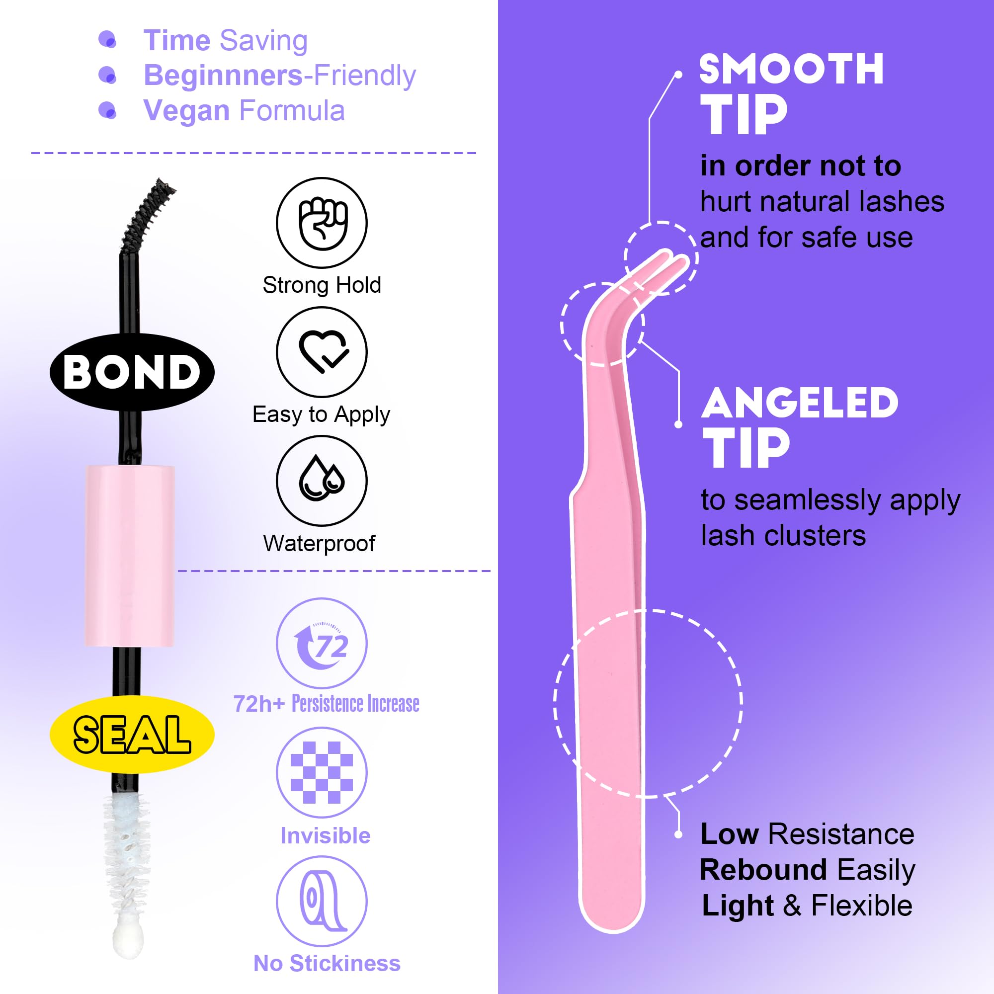 Pawotence Lash Extension Kit DIY 280pcs Individual Lash Clusters Kit 20D&30D Natural 9-15mm Cluster Eyelash Extensions Kit with Lash Bond and Seal, Tweezers for Self Use (20D&30D, 0.07D, 9-15mm, Kit)