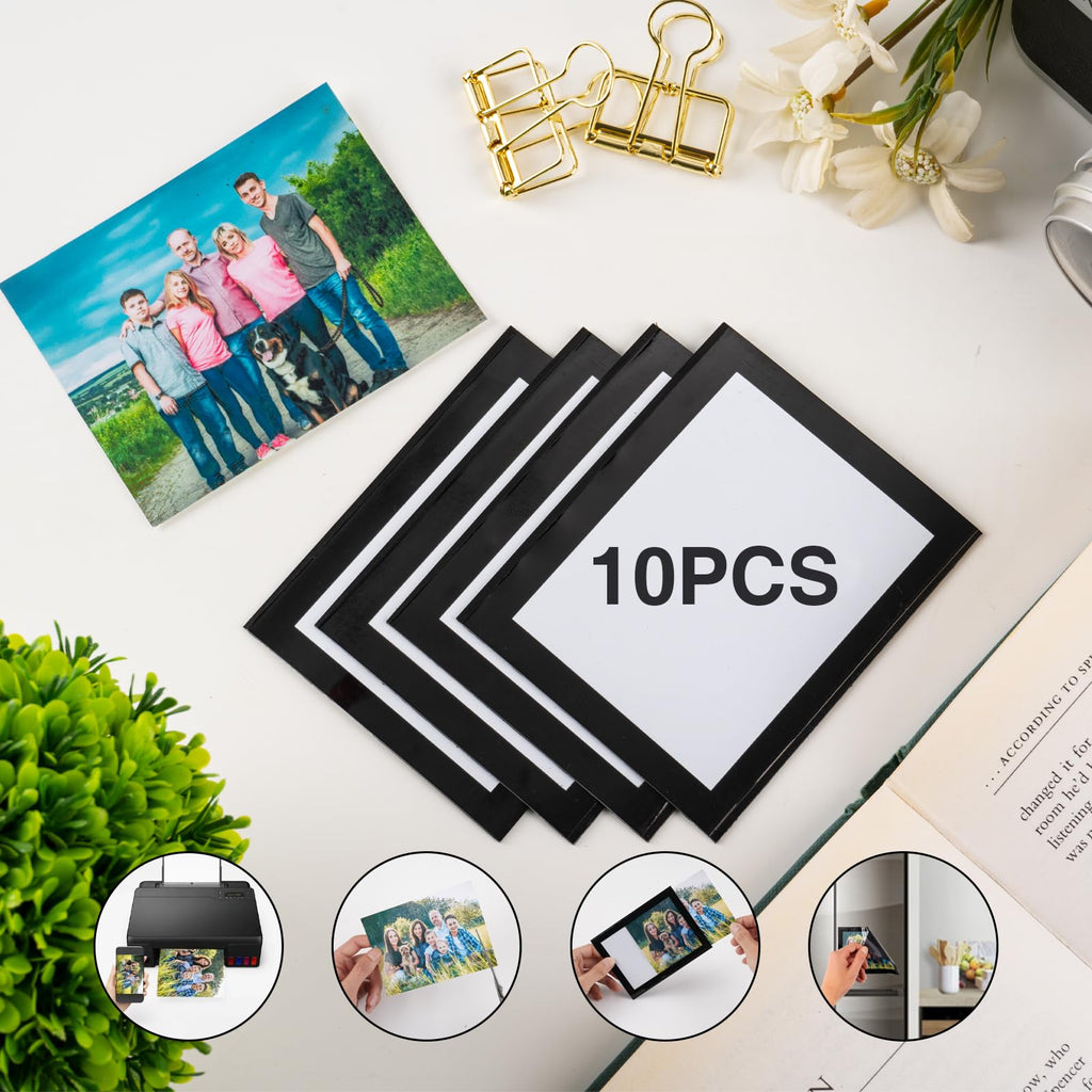 STTMGN Magnetic Picture Frames with Black Border(2.5"X3.5",12 Pack),Mini Wallet Size Magnet Photo Sleeves Pockets/Holder,Decorations for Home/Office/School/Classroom/Party