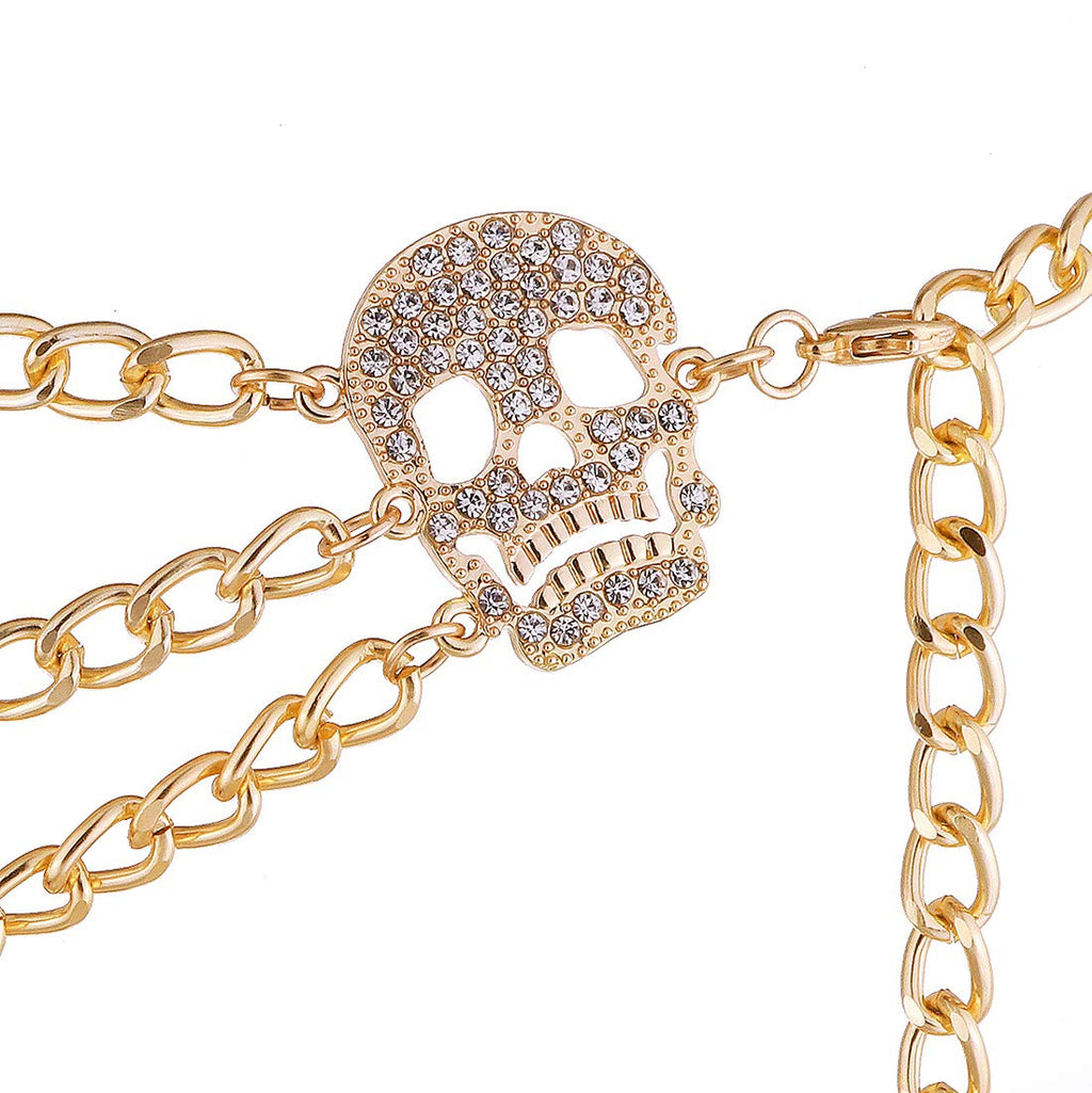 Glamorstar Multilayer Metal Waist Chain Dress Belts Metal Belt for Women