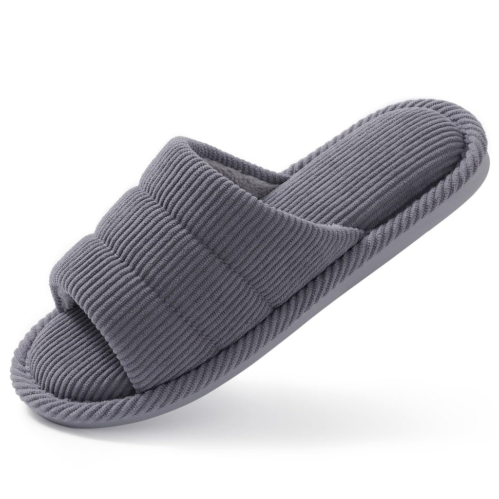 shevalues Terry Cloth Open Toe Slippers for Women Memory Foam Slip On House Slippers