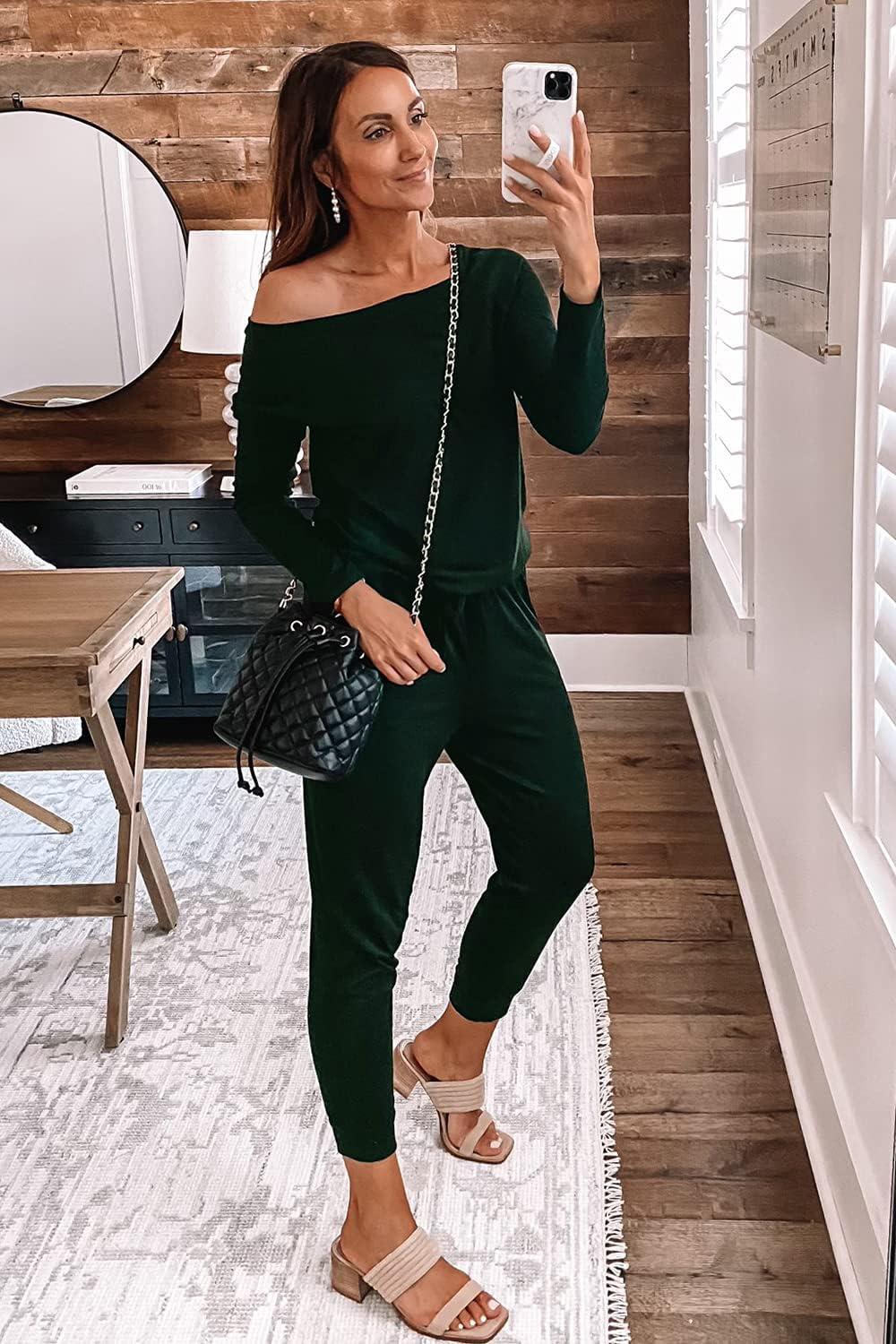 PRETTYGARDEN Jumpsuits for Women Casual 2026 Fall Long Sleeve Off Shoulder Rompers One Piece Travel Outfits Fashion Clothing