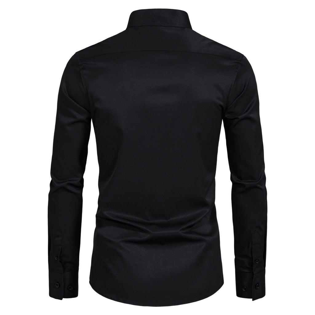 Men’s Banded Collar(Mandarin Collar) Long Sleeve Casual Solid Fancy Dress Shirts