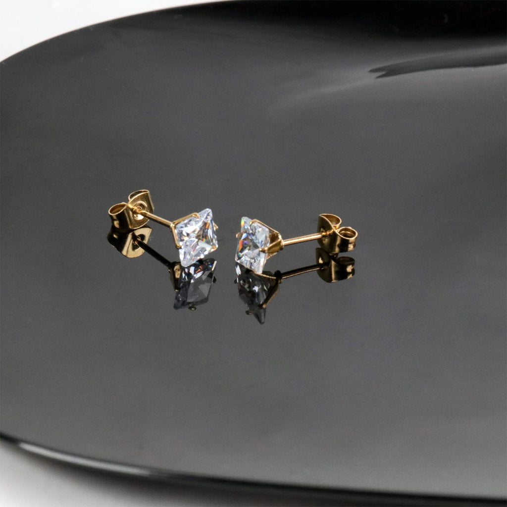 NEWITIN 12 Pairs Stainless Steel Stud Earrings for Men Hypoallergenic Earring Unisex Studs Inlaid Cubic Zirconia Men Earrings Hoop CZ Stud Earring Set for Women