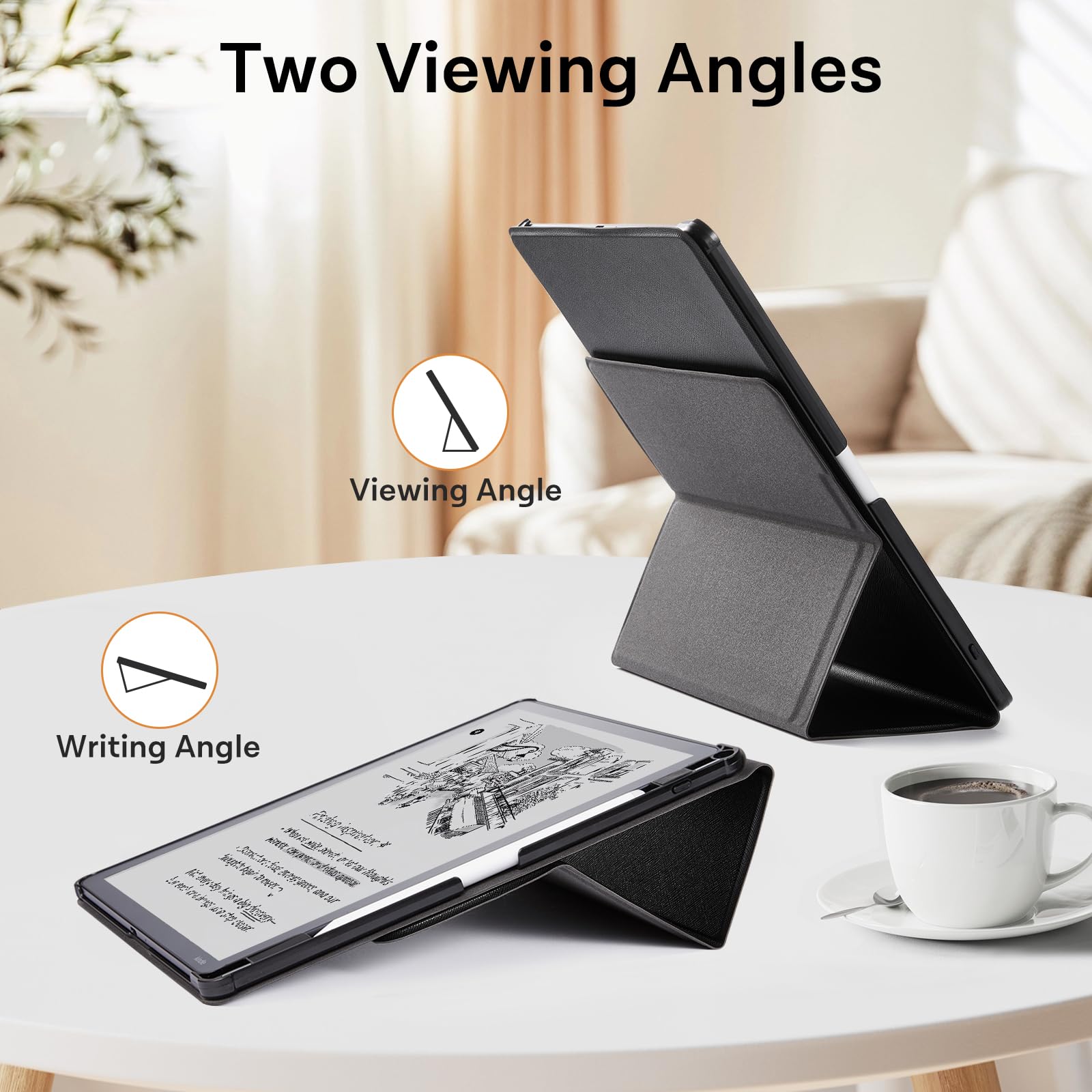 CoBak Stand Case for Kindle Scribe - Premium Folio Leather Cover with Pen Holder, Auto Sleep/Wake - Compatible with 10.2 Inch Kindle Scribe (2022/2024 Release)