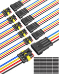 NAOEVO 2 Pin Connector Waterproof, 16 AWG 2 Wire Connectors, Automotive Electrical Male and Female Plug with Heat Shrink Tubing for Car Truck Boat Wire Connection, 6 Kits