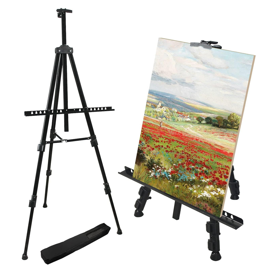 RRFTOK Easel Stand for Sign and Painting: Art Portable Adjustable Metal Tripod Easels for Display Height from 17 to 66 Inch -Canvas Stand for Table-Top/Floor Paint - Gifts for Teens Art Supplies