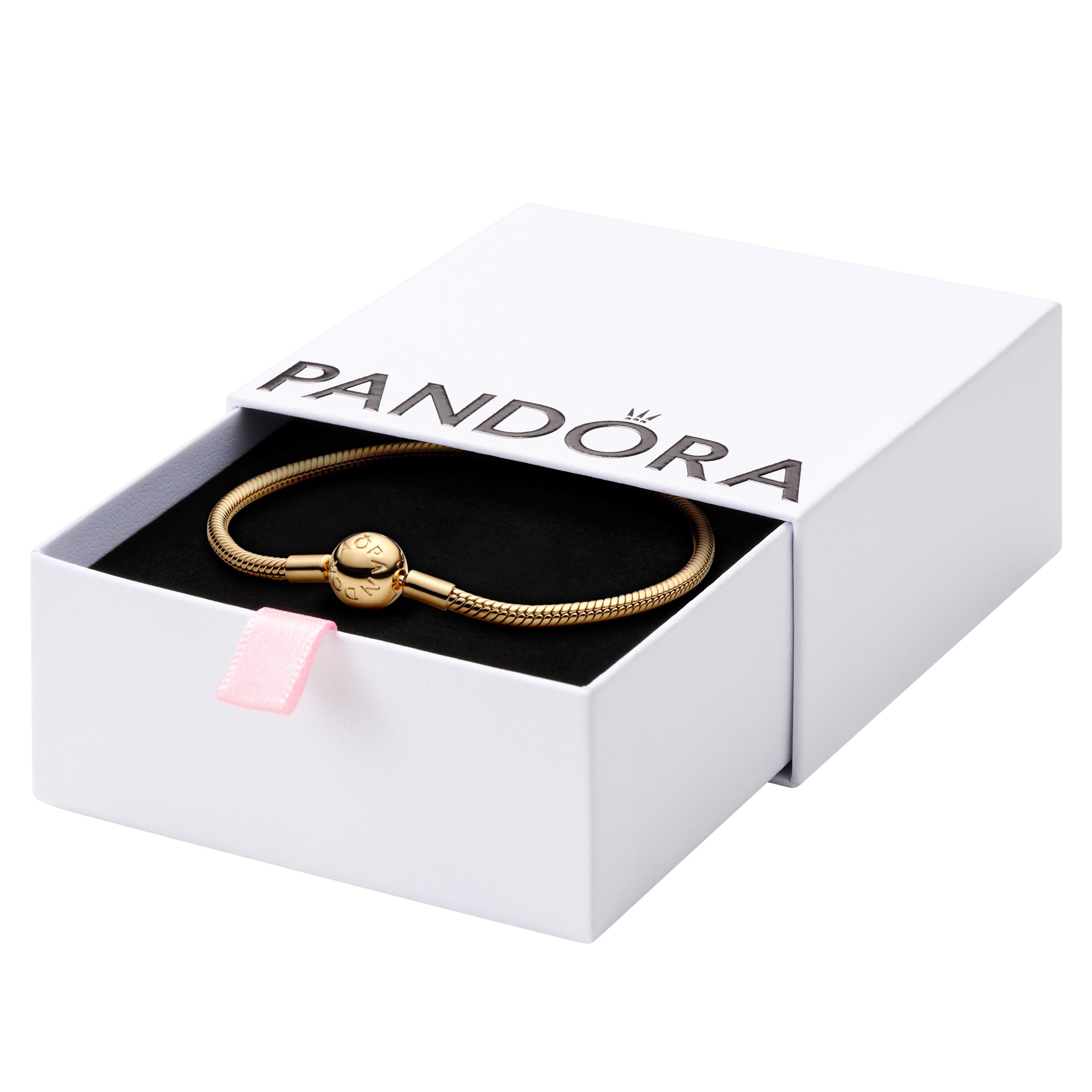 PANDORA Moments Snake Chain Bracelet - Hand-Finished Charm Bracelet - Jewelry for Her with Gift Box - Compatible Moments Charms - Sterling Silver