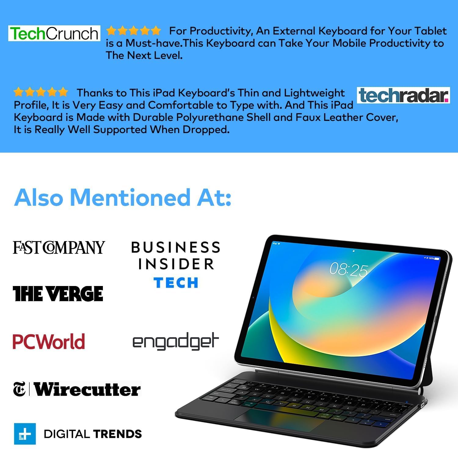 runelk Keyboard Case for iPad 10th Generation 2022 & 11th (A16, 2025) – Magic-Style Keyboard with Multi-Touch Trackpad – Floating Cantilever Stand – Magnetic Case for iPad 10.9 inch 10th / 11th Gen.