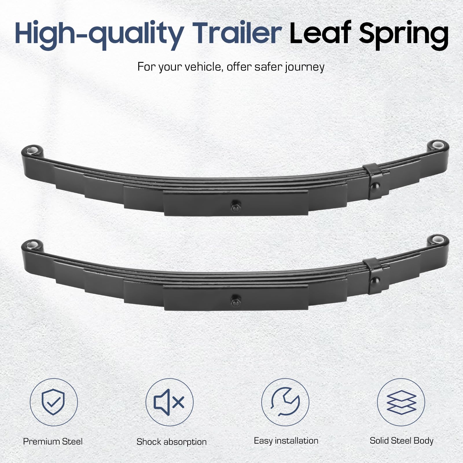 2 Pieces of Replacement for SW4B 4 Leaf Trailer Leaf Spring, 3500lb Single Trailer Axle Suspension Kit, 25-1/4" Length with 1750lb Capacity Double Eyes Leaf Springs and U-Bolt