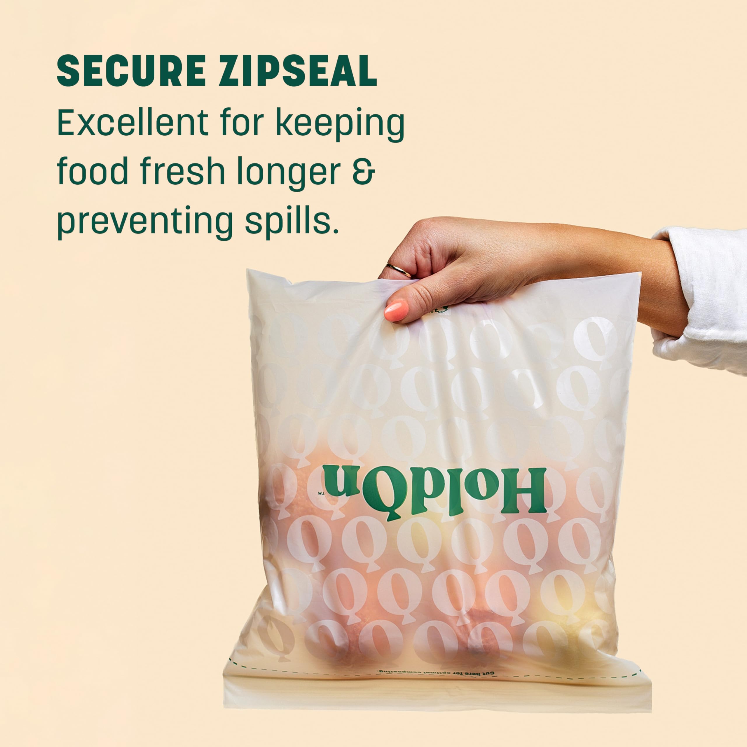 HoldOn Compostable Zip Lock Sandwich Bags, 200 Bags - Leak Proof Sandwich Size Storage Bags for Travel & Kitchen Meal Prep & On-The-Go Snacks - Resealable Food Storage Bags - BPA-Free, BPI Certified
