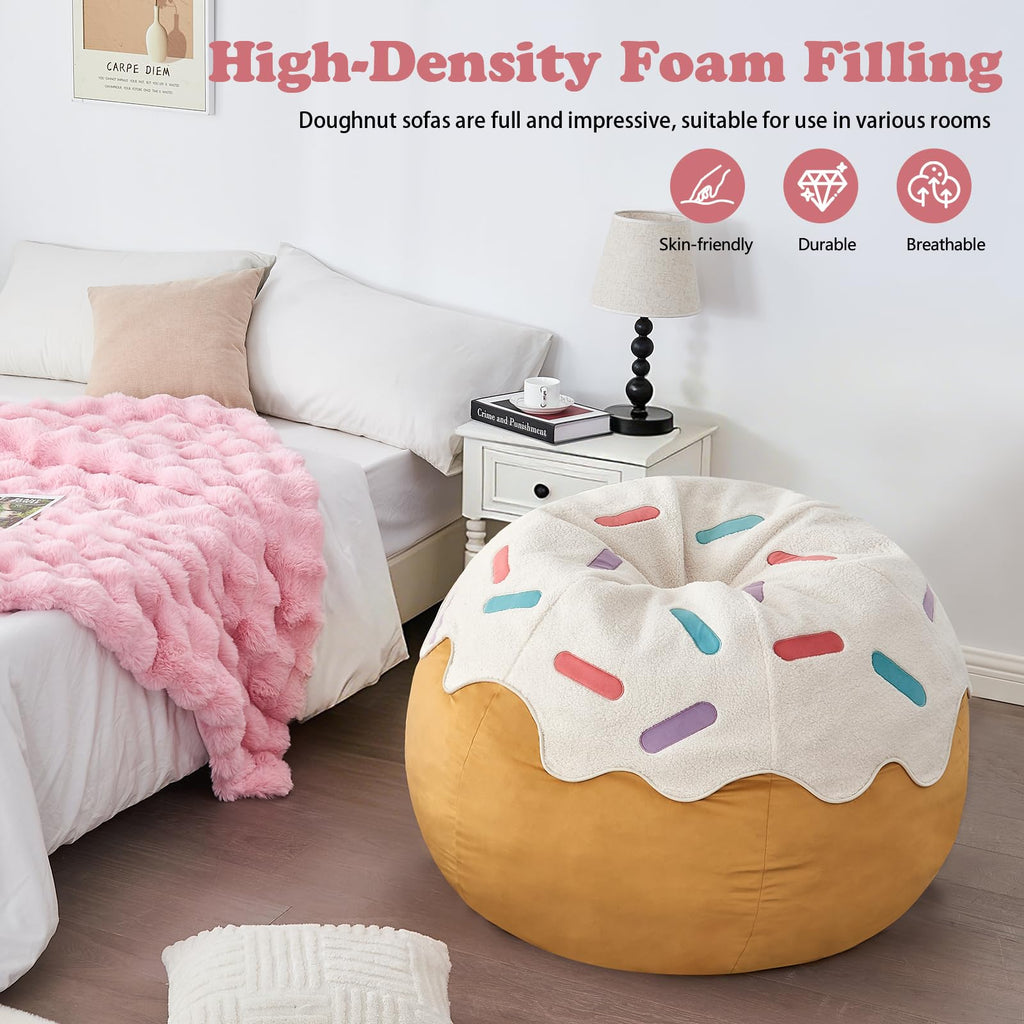 Sports Baseball Bean Bag Chair - Luxurious Bean Bag Chairs for Kids Teens Adults - Floor Sofa Couch with Filler - Plush BeanBag Furniture for Living Room Bedroom College Dorm - 32 Inch