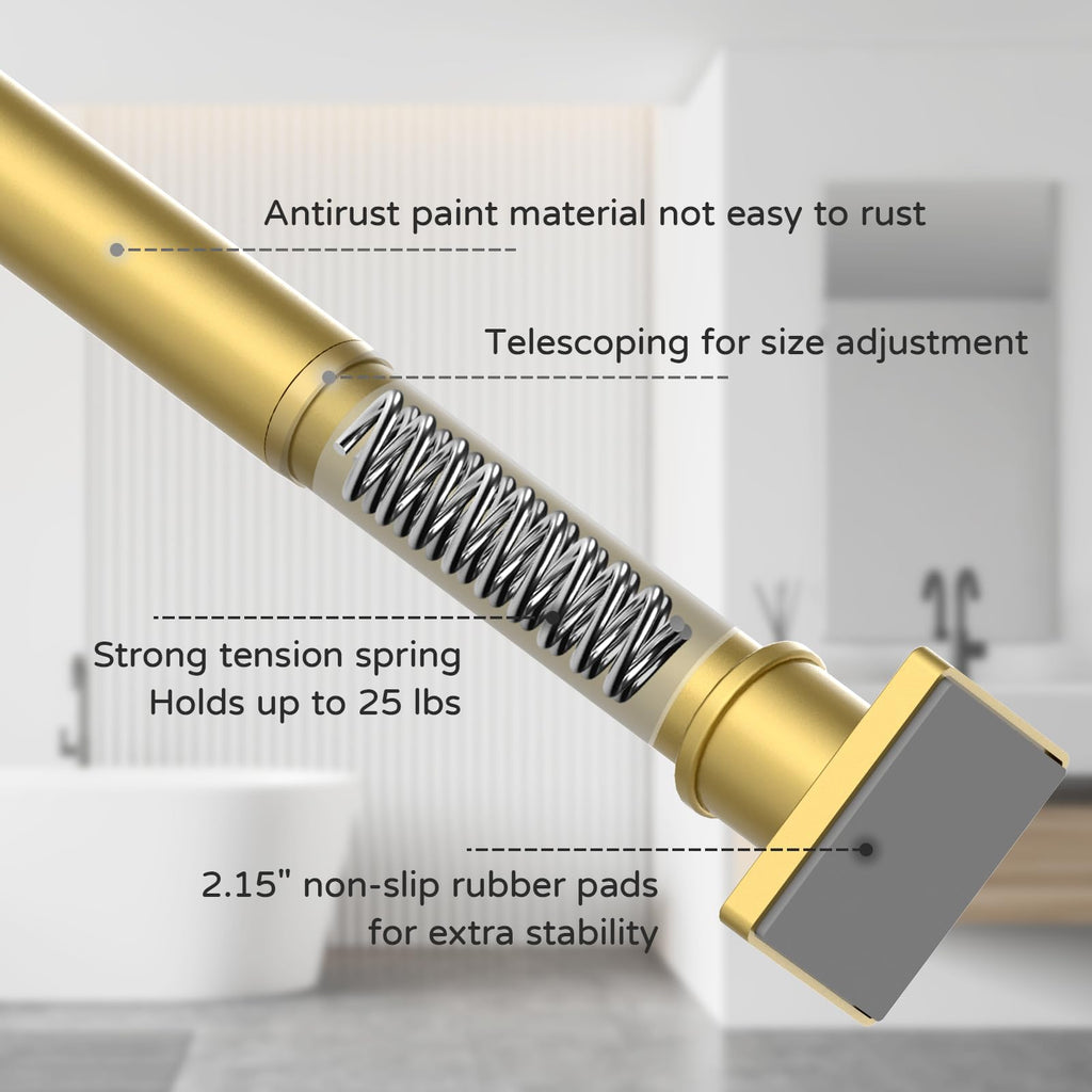UIOSANRT Tension Shower Curtain Rod 31-55 Inches Non-Slip Shower Rod Tension Mounted No Drill Black Shower Curtain Rods Spring Tension Rod Adjustable Tension Curtain Rod for Windows Bathroom