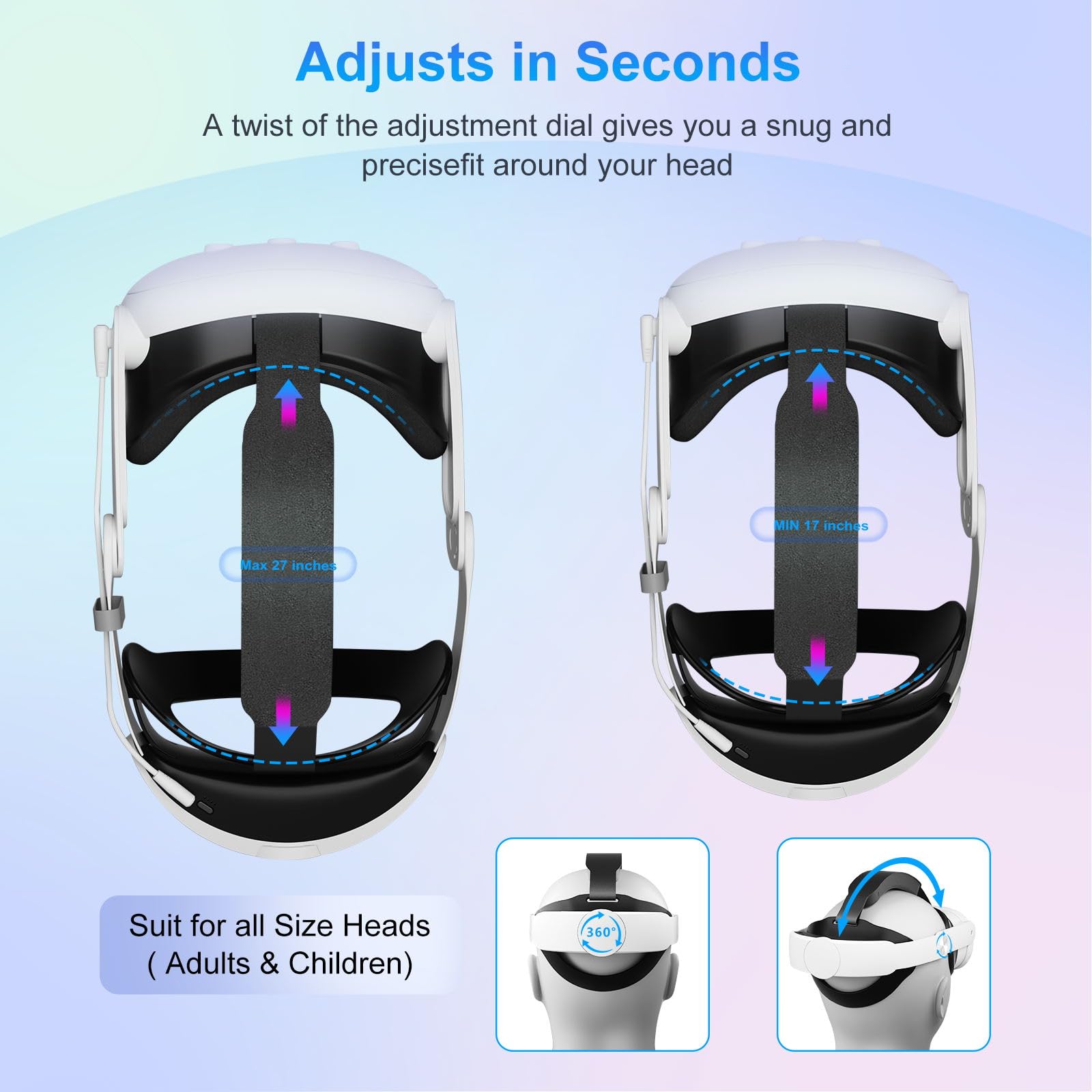 10000mAh Battery Head Strap for Meta Quest 3/3S - Elite Strap with Battery Pack Accessories Fast Charger to Extend Quest 3/3S 2-4H Playtime - VR Stocking Stuffers for Men - Mens Stocking Stuffers
