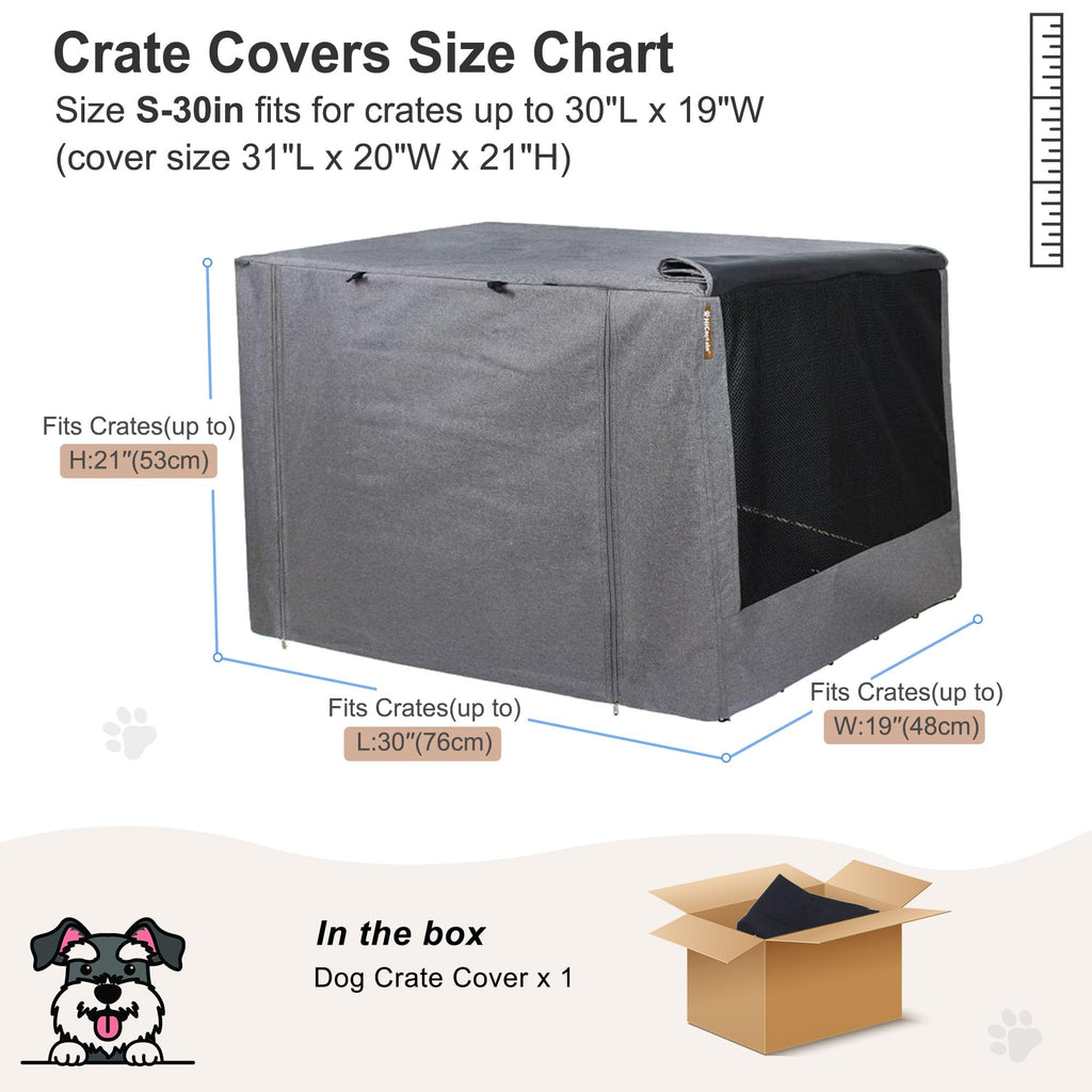 HiCaptain Dog Crate Cover 24.0" L x 18.0" W x 20.0" H with Breathable Mesh, Durable Heavy Duty Kennel Cover, Dual Zippered Panels, Windproof Waterproof UV-Resistant(Beige)