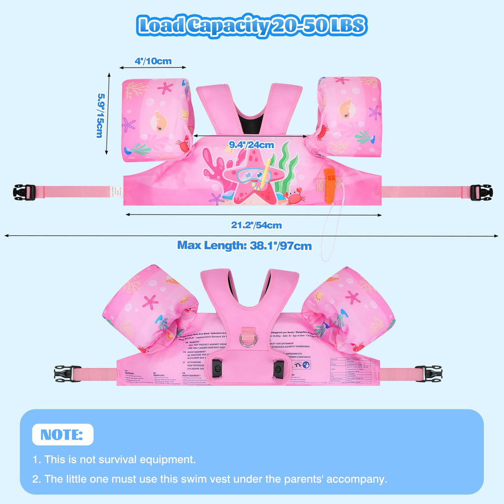 Moko Swim Arm Band for Kids 20-30-50 lbs, Cute Cartoon Toddler Swim Vest, Swimming Water Wings Pool Floaties Sleeve for Children Learn to Swim