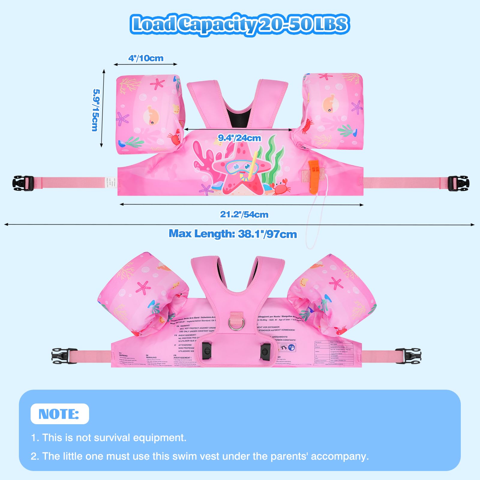 Moko Swim Arm Band for Kids 20-30-50 lbs, Cute Cartoon Toddler Swim Vest, Swimming Water Wings Pool Floaties Sleeve for Children Learn to Swim