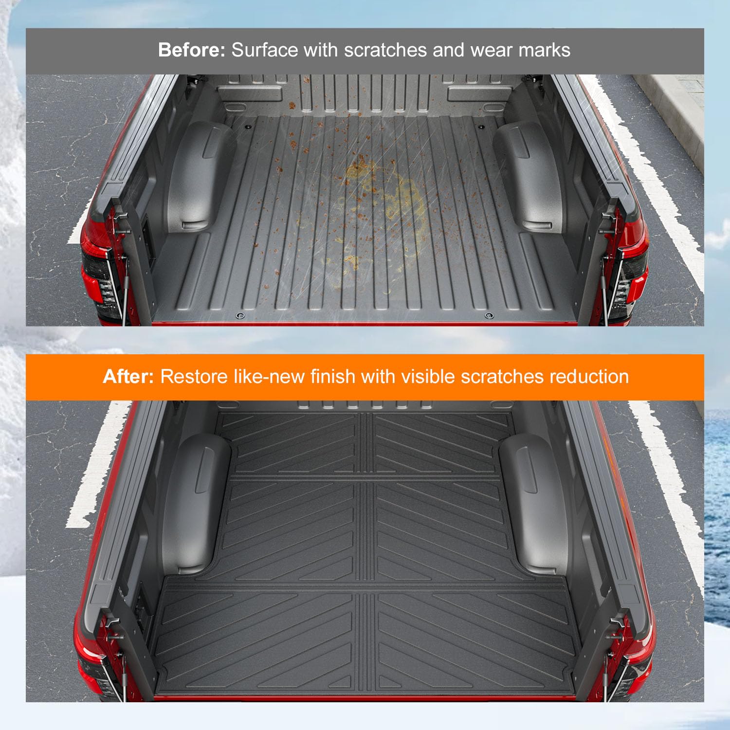 powoq 5.5FT Bed Liner Compatible with 2015-2026 Ford F150 Truck Bed Mat Waterproof Bed Mat TPE Truck Bed Liner Replacement for 2015-2026 Ford F150 Accessories (3-Fold 5.5FT Truck Bed Mat)