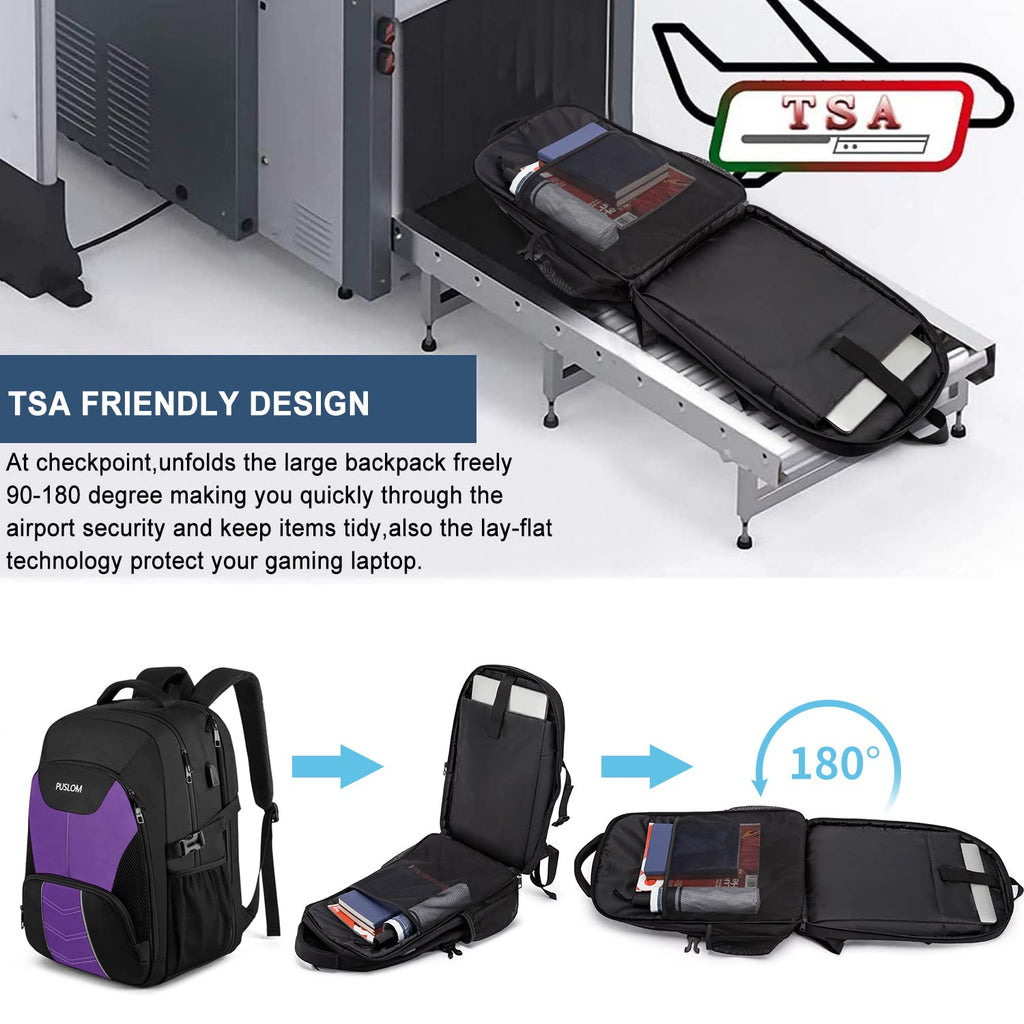 Extra Large Backpack for Men 55L,18.4Inch Travel Laptop Backpack with USB Charging Port Business Flight Approved Carry On Backpack,TSA Big Capacity Heavy Duty Computer Bag College Bookbag,Black
