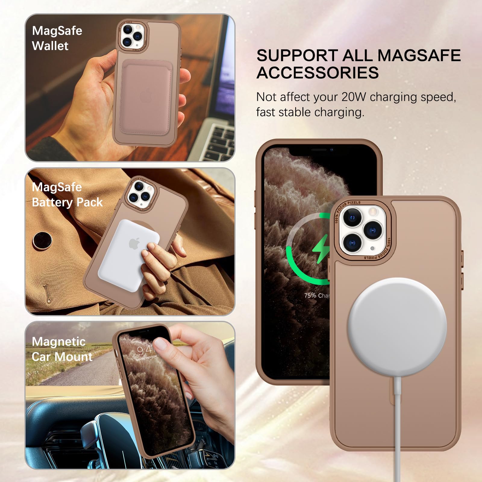 BENTOBEN for iPhone 11 Pro Case 2019 [Compatible with Magsafe] Translucent Matte Magnetic Phone Case iPhone 11 Pro 5.8" Slim Thin Shockproof Bumper Women Men Protective Cases Cover, Black