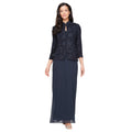 Alex Evenings Womens Long Dress with Mandarin Neckline Jacket