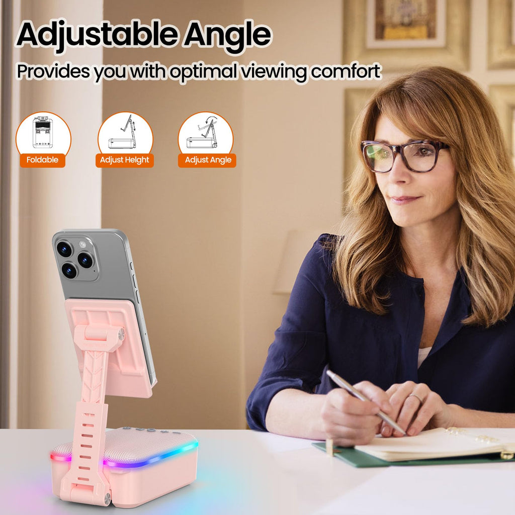 JTEMAN Gifts for Men Women,Cell Phone Stand with Bluetooth Speaker,LED Light,and Lanyard,Cool Tech Gadgets,Unique Birthday Gifts for Men Husband Mom Dad