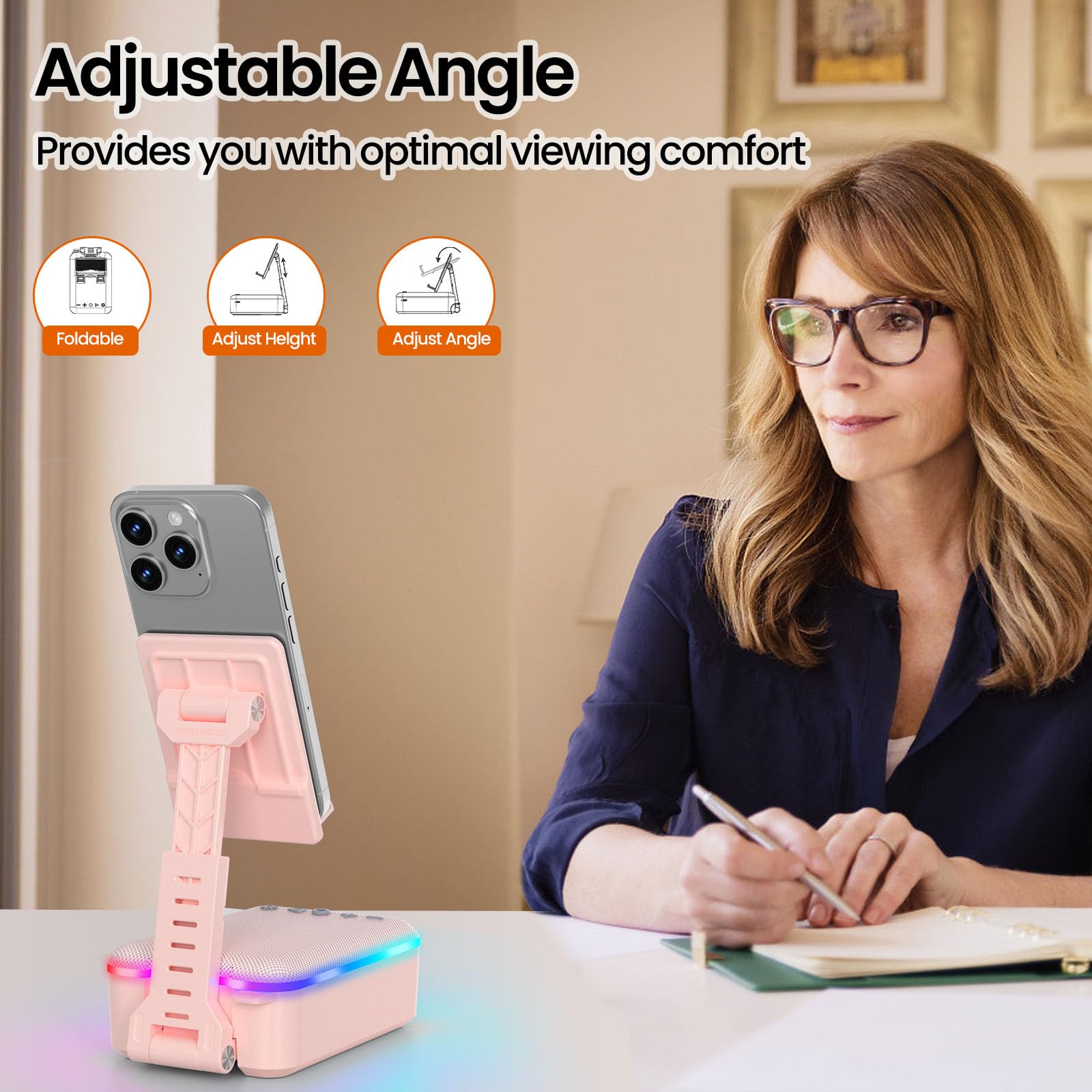JTEMAN Gifts for Men Women,Cell Phone Stand with Bluetooth Speaker,LED Light,and Lanyard,Cool Tech Gadgets,Unique Birthday Gifts for Men Husband Mom Dad