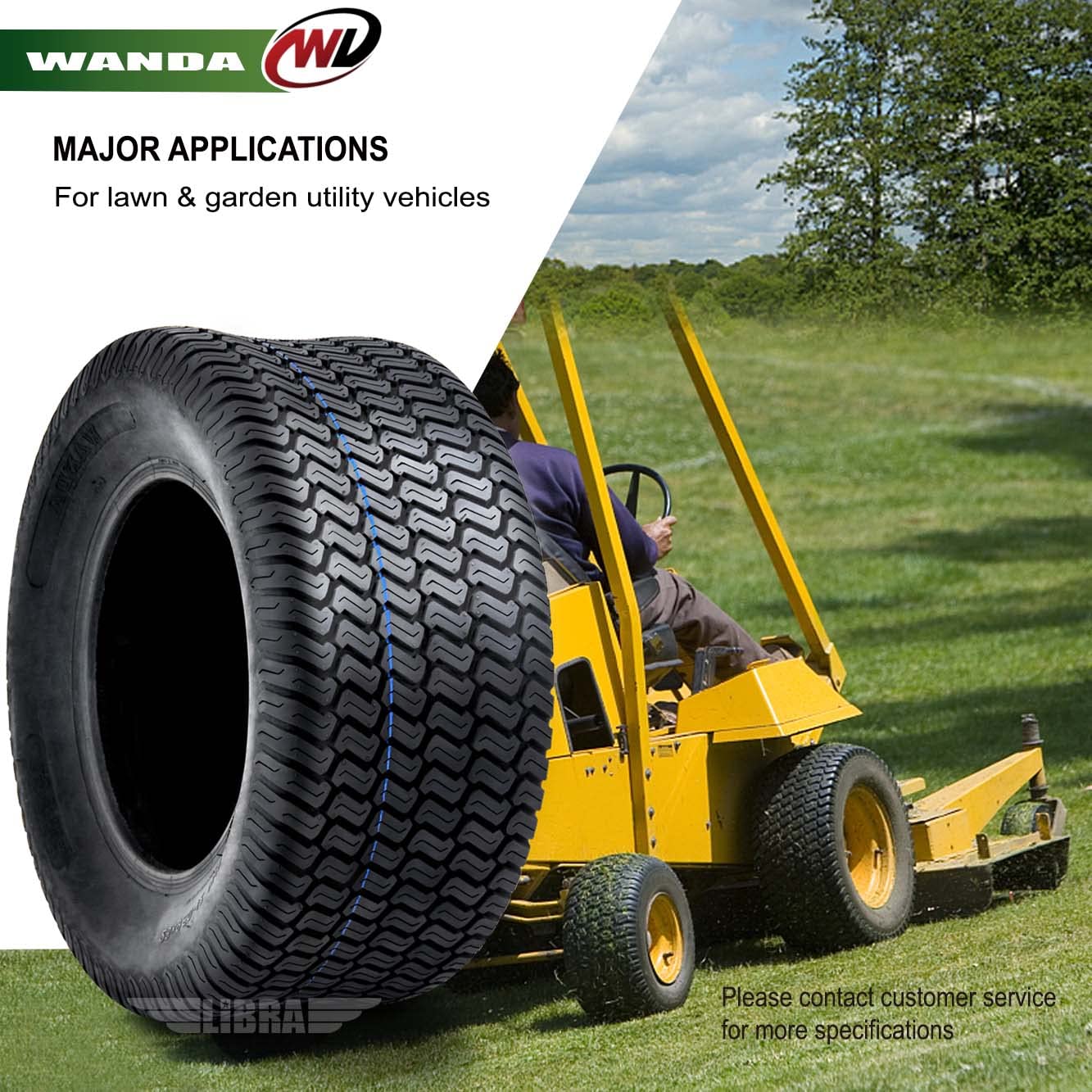 WANDA 11x4-5 Zero Turn Lawn Mower Utility Cart Turf Tire 11x4x5 11x4.00-5/4 Ply - 13204