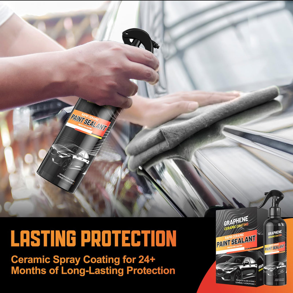 Graphene Ceramic Coating for Cars (17oz) - 12H Ceramic Spray Coating - 24+ Months of Long Lasting Protection - Ultra High Gloss & Shine - Unmatched Slickness - Extremely Hydrophobic