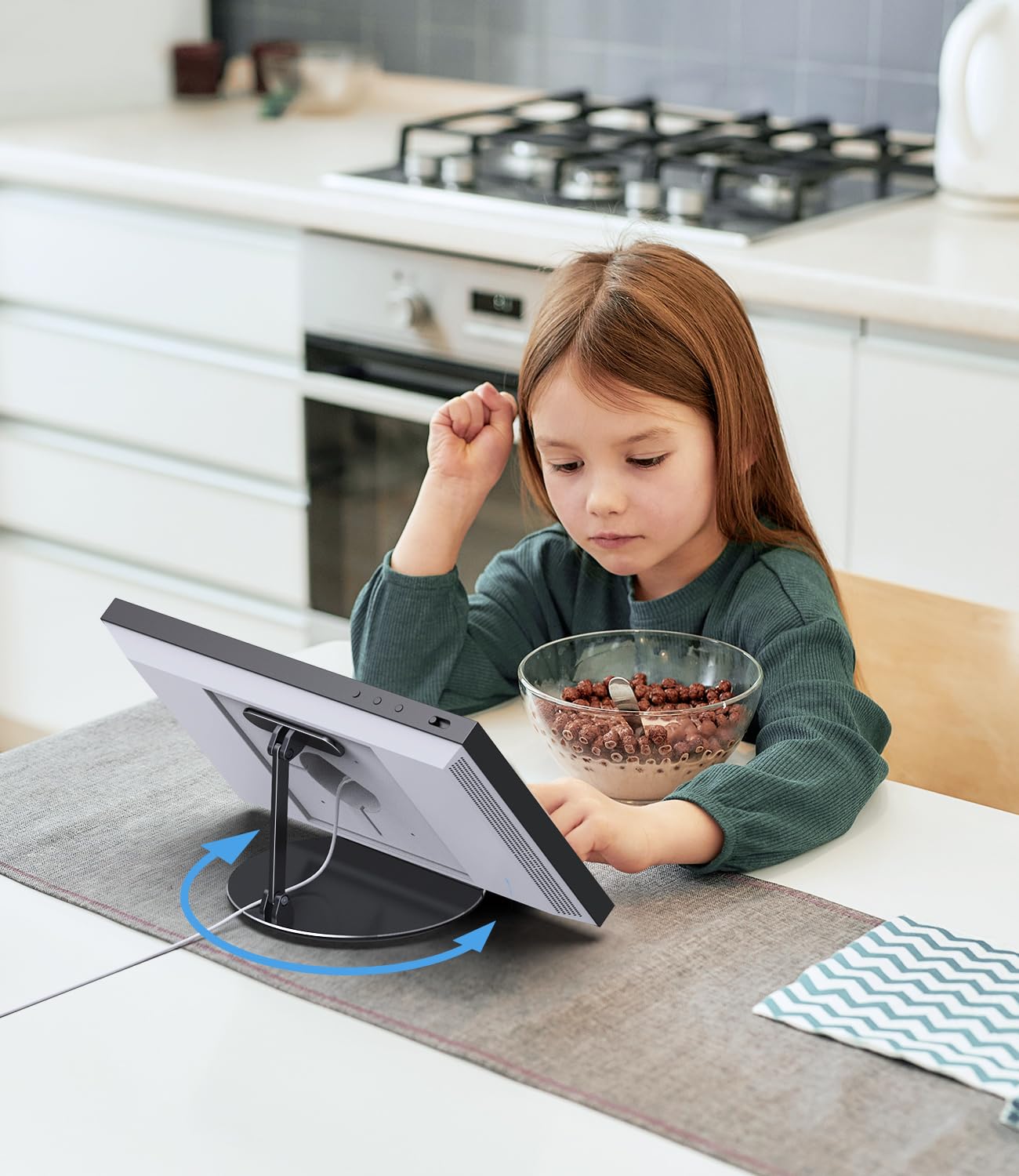 Almoz Swivel and Tilt Stand for Echo Show 15, Aluminum Stand for Show 15.6" Smart Display and Up to 18" iPad/Tablets, with 360 Degree Rotating Base, Viewing Angle Adjustable, No Need Mounting