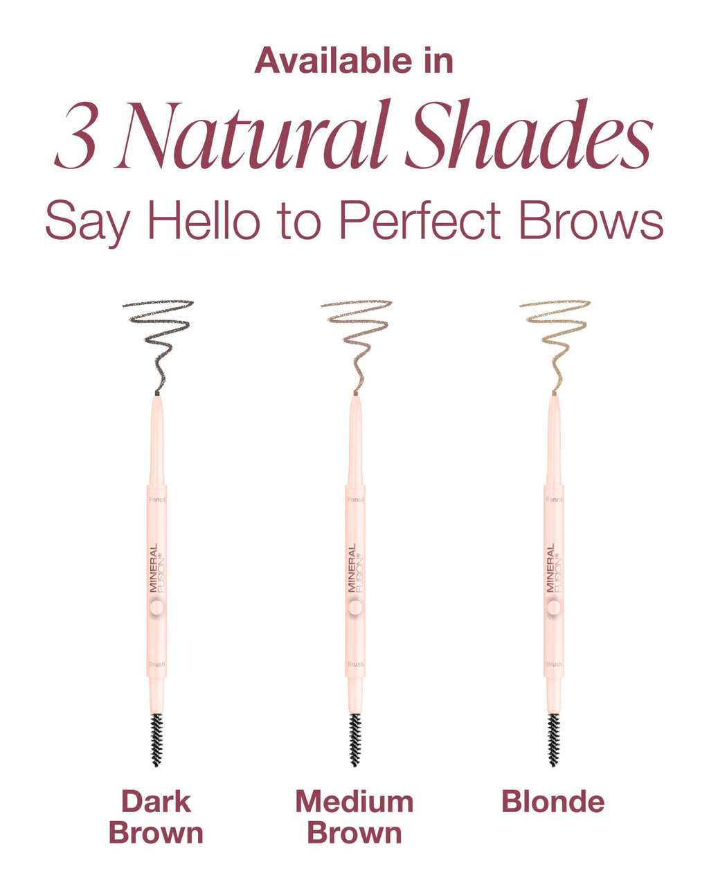 Mineral Fusion Retractable Brow Pencil (Blonde) - TZR 2025 Beauty Heroes Award Winner - Shape & Define Eyebrow with Blending Spoolie Brush - Velvety Smooth, Long-Lasting Color - Vegan Formula