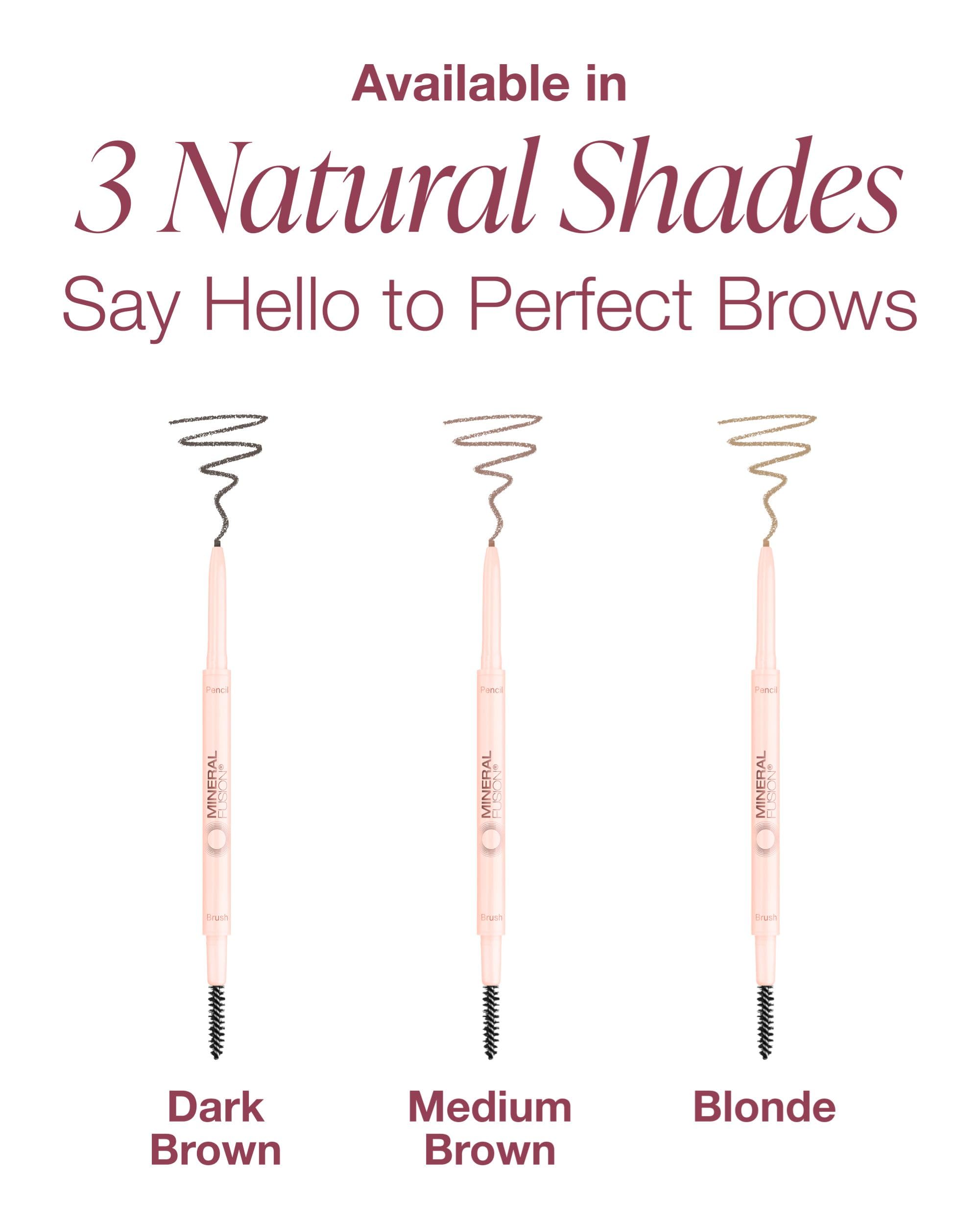 Mineral Fusion Retractable Brow Pencil (Blonde) - TZR 2025 Beauty Heroes Award Winner - Shape & Define Eyebrow with Blending Spoolie Brush - Velvety Smooth, Long-Lasting Color - Vegan Formula