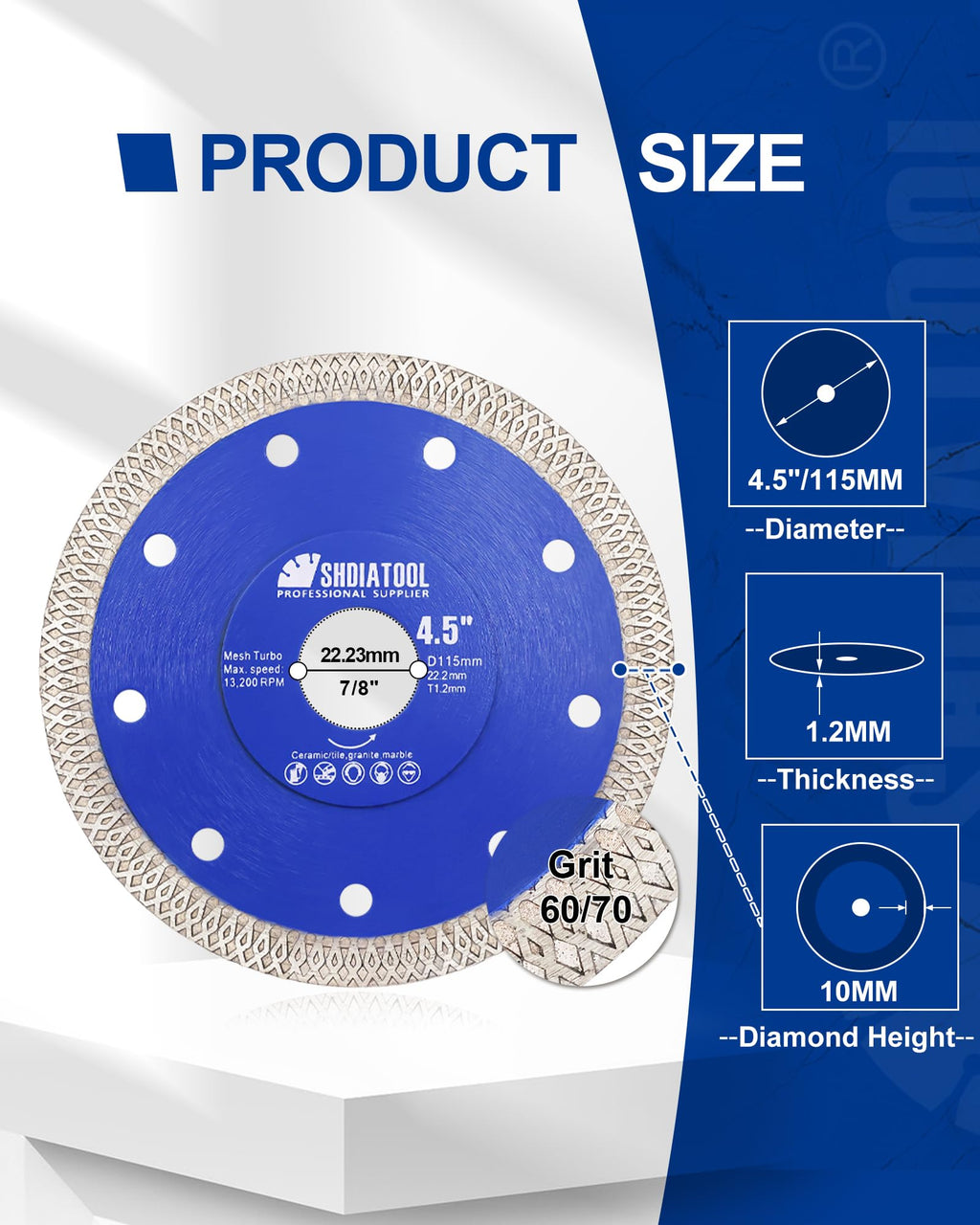 SHDIATOOL 3-3/8 Inch Diamond Saw Blade Cutting Porcelain Tile Ceramic Granite Marble Brick