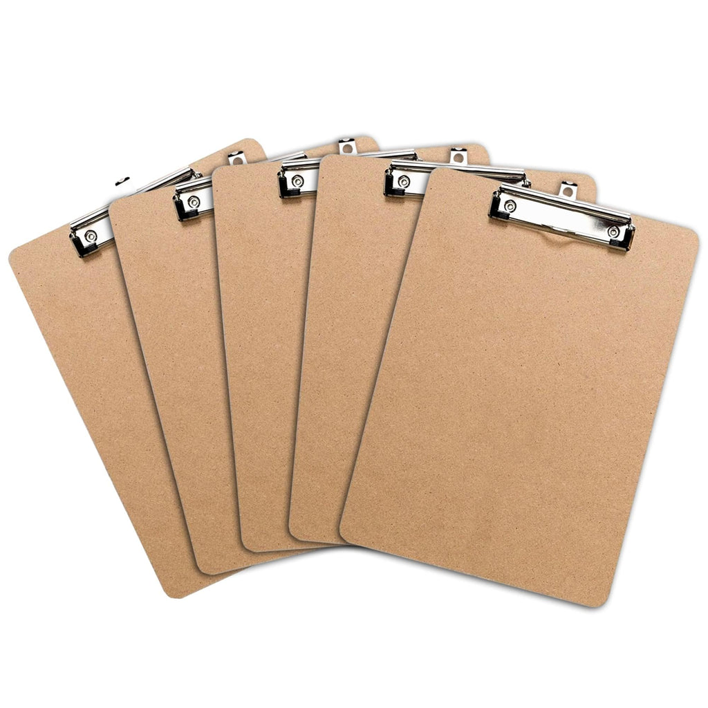Letter Size Clipboard with Butterfly Clip (Pack of 5) - 9'' x 12.5'' Large Wood Clipboards for Classroom, Clipboards for Kids | Hardboard for Office, College, Teacher & Back to School Supplies