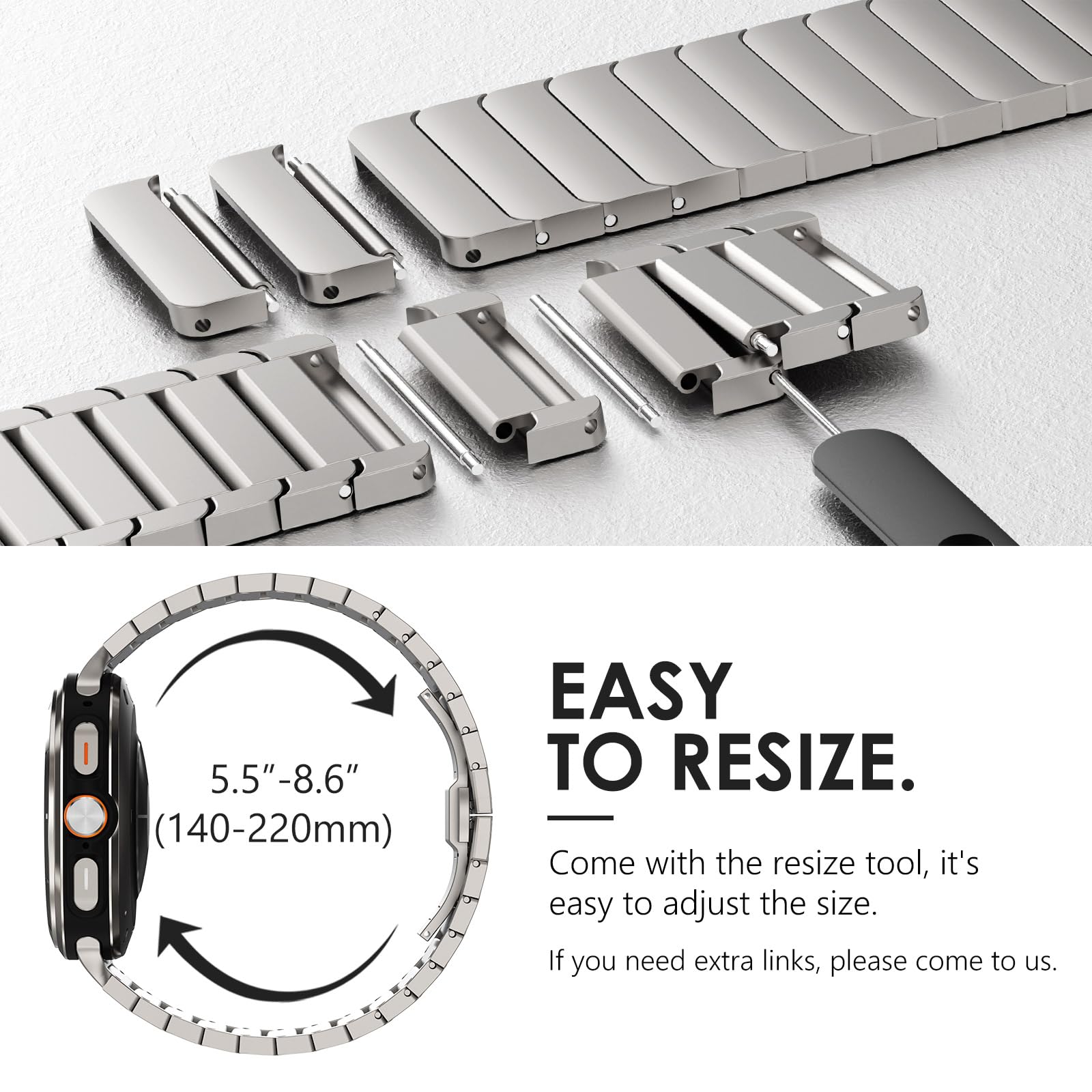 NewWays Titanium & Stainless Steel Link Bracelet for Apple Watch Band Ultra 3 2 1 Band 49mm Series11 10 46mm 42mm 45mm 44mm 41mm 40mm 38mm Series 3-11