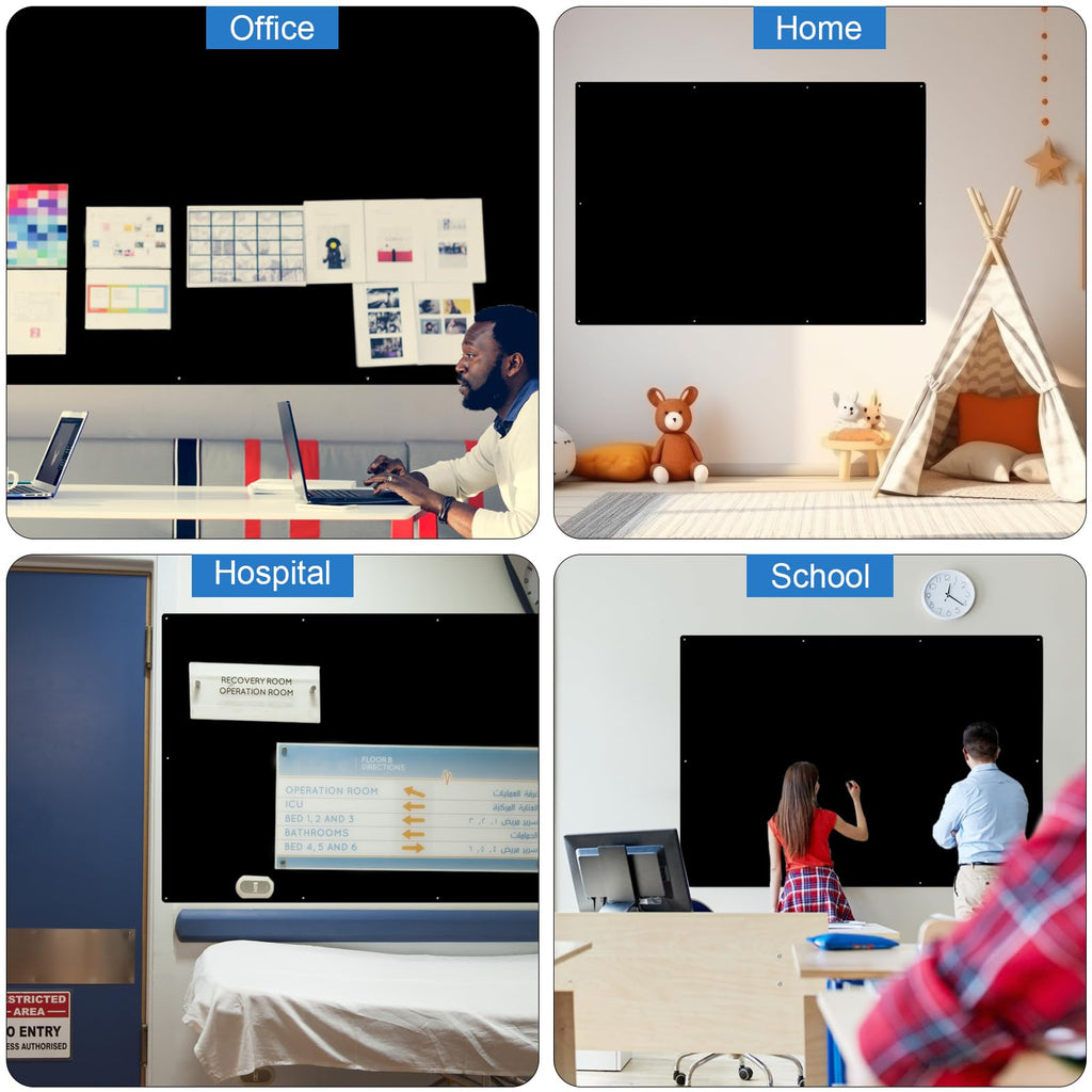 Ireer Magnetic Board Steel Magnet Bulletin Boards for Walls to Display Magnetic Notes Photos for Home Office Classroom, Pre Drilled with Screws and Dry Wet Erase Feature(Black,24 x 48 Inch)