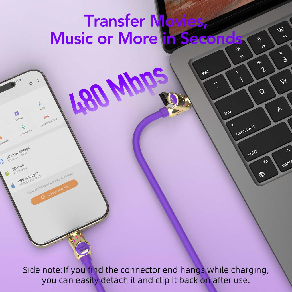 MFish 4-in-1 USB Charging Cable with Carrying Case, 240W Fast Charger Cord, USB-A & Dual USB-C to USB-C/Lightning, for iPhone 17/16/15/14, iPad, MacBook & More(Black, 3.3FT)