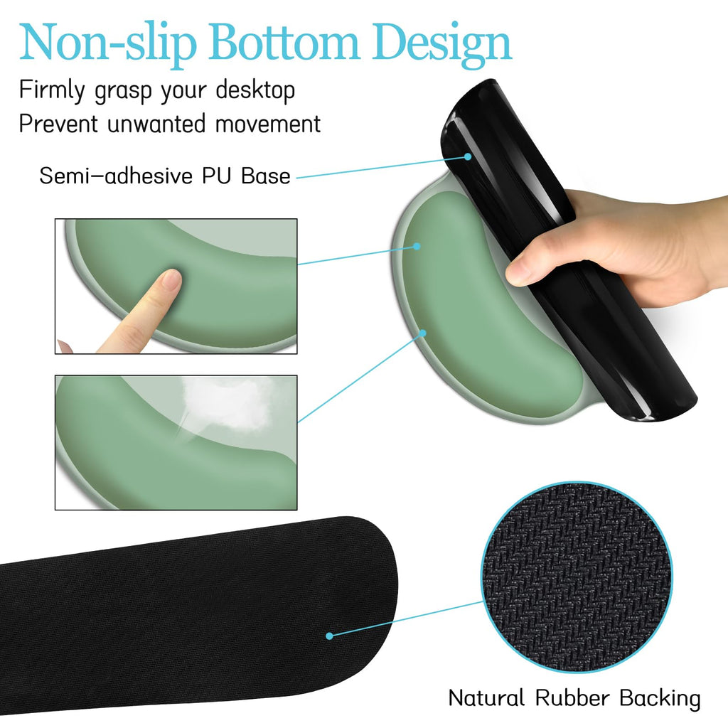 Black Striped Ergonomic Large Desk Mat Set with Wrist Rest
