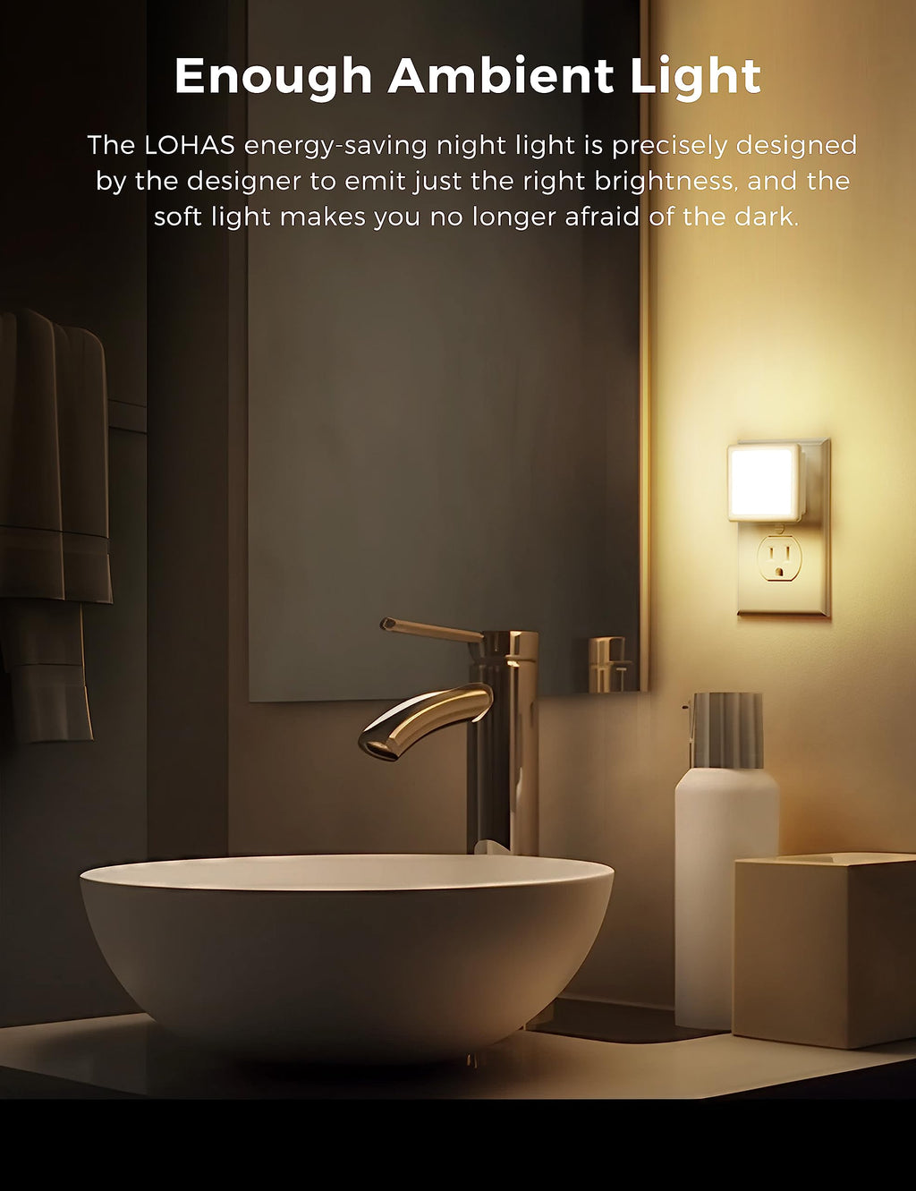 L LOHAS LED Night Light,Night Lights Plug into Wall, [6-Pack] Plug in Night Light, Dusk-to-Dawn Sensor, 3000K Soft White 0.3W Bright Nightlight Auto-On/Off for Adults Kids Bedroom Bathroom Hallway